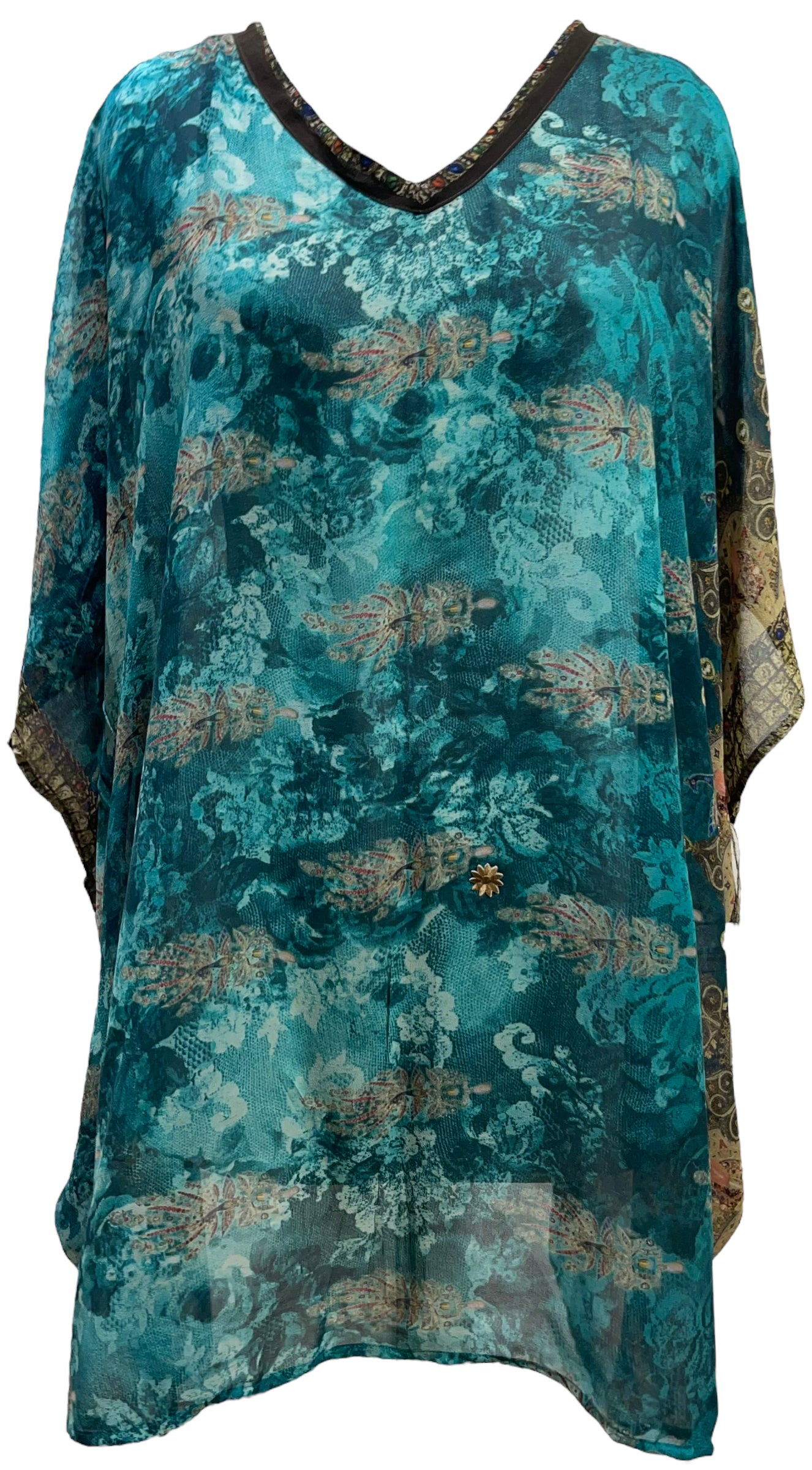 PRG5682 Sheer Avatar Pure Silk Short Kaftan Tunic