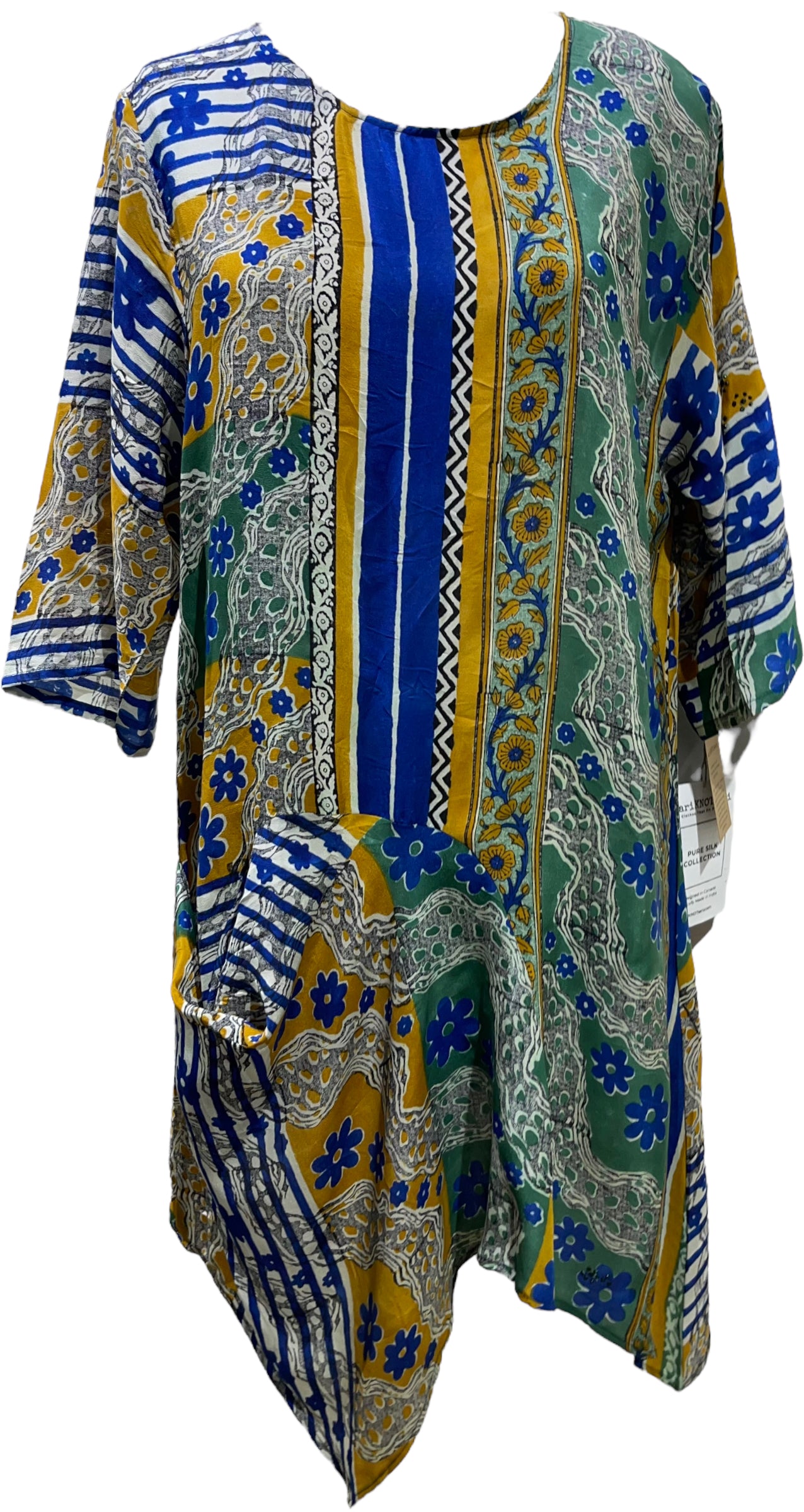 PRC5499 Wabi Sabi Pure Silk Self Pocket Tunic Dress