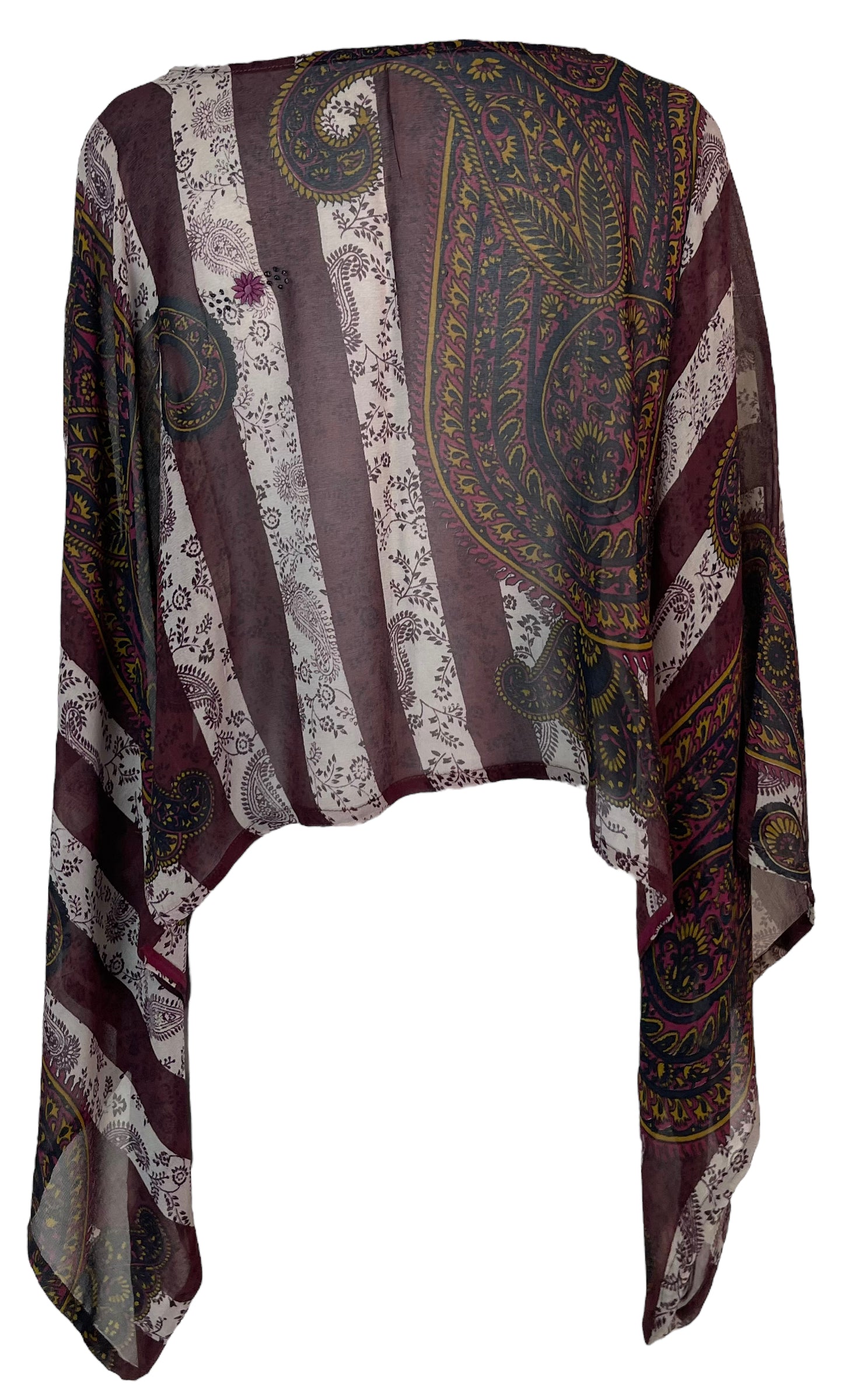 PRG5778 Sheer Avatar Pure Silk Kimono-Sleeved Top