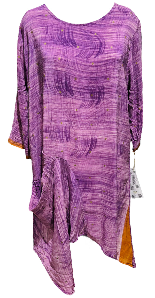 PRC3534 Avatar Pure Silk Self Pocket Tunic Dress