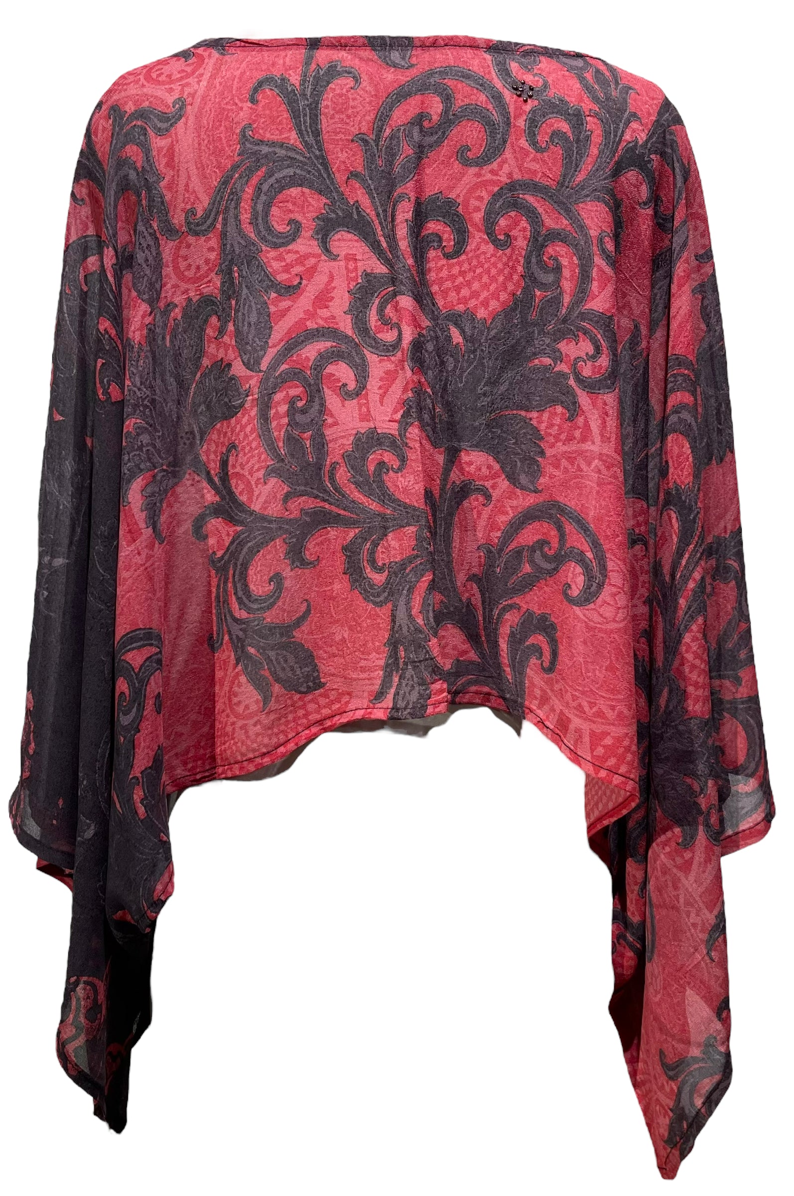 PRG4809 Sheer Avatar Pure Silk Kimono-Sleeved Top