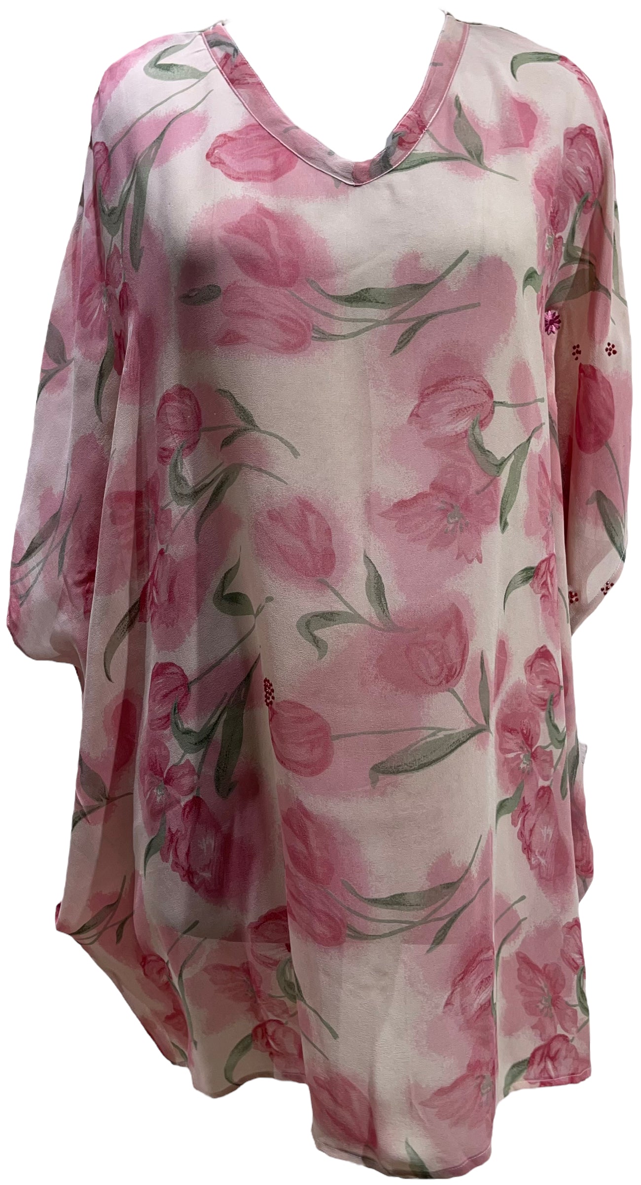 PRG5672 Sheer Avatar Pure Silk Short Kaftan Tunic