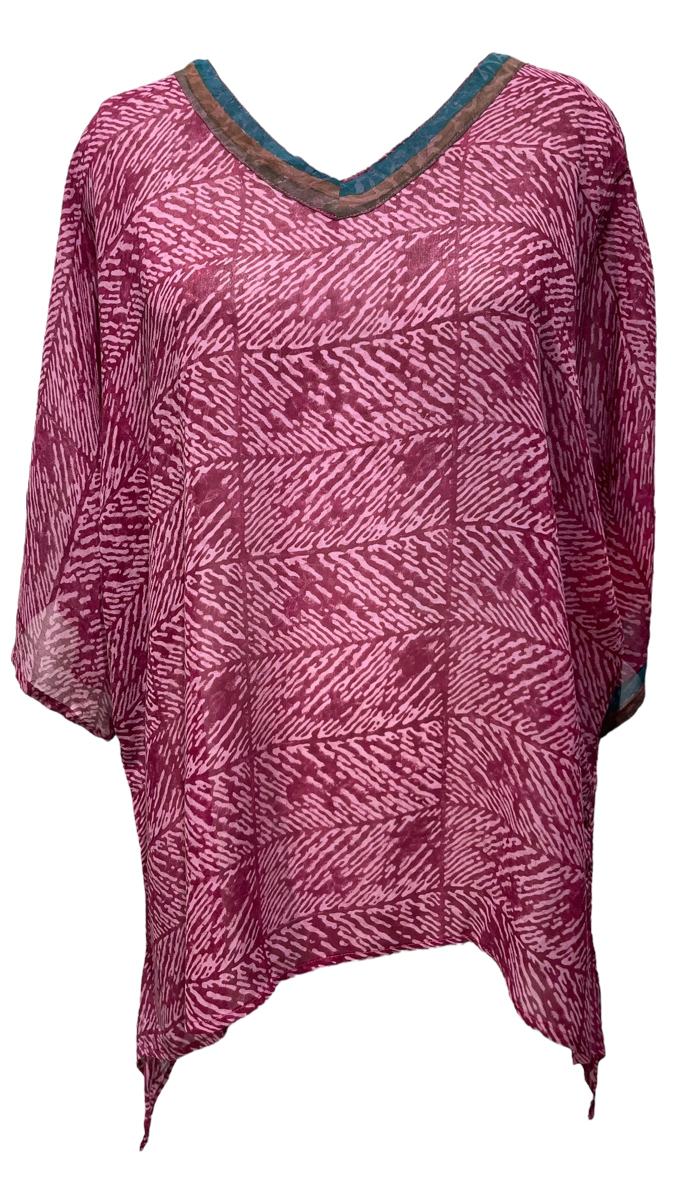 PRG3509 Sheer Avatar Pure Silk Long Tunic with Side Ties