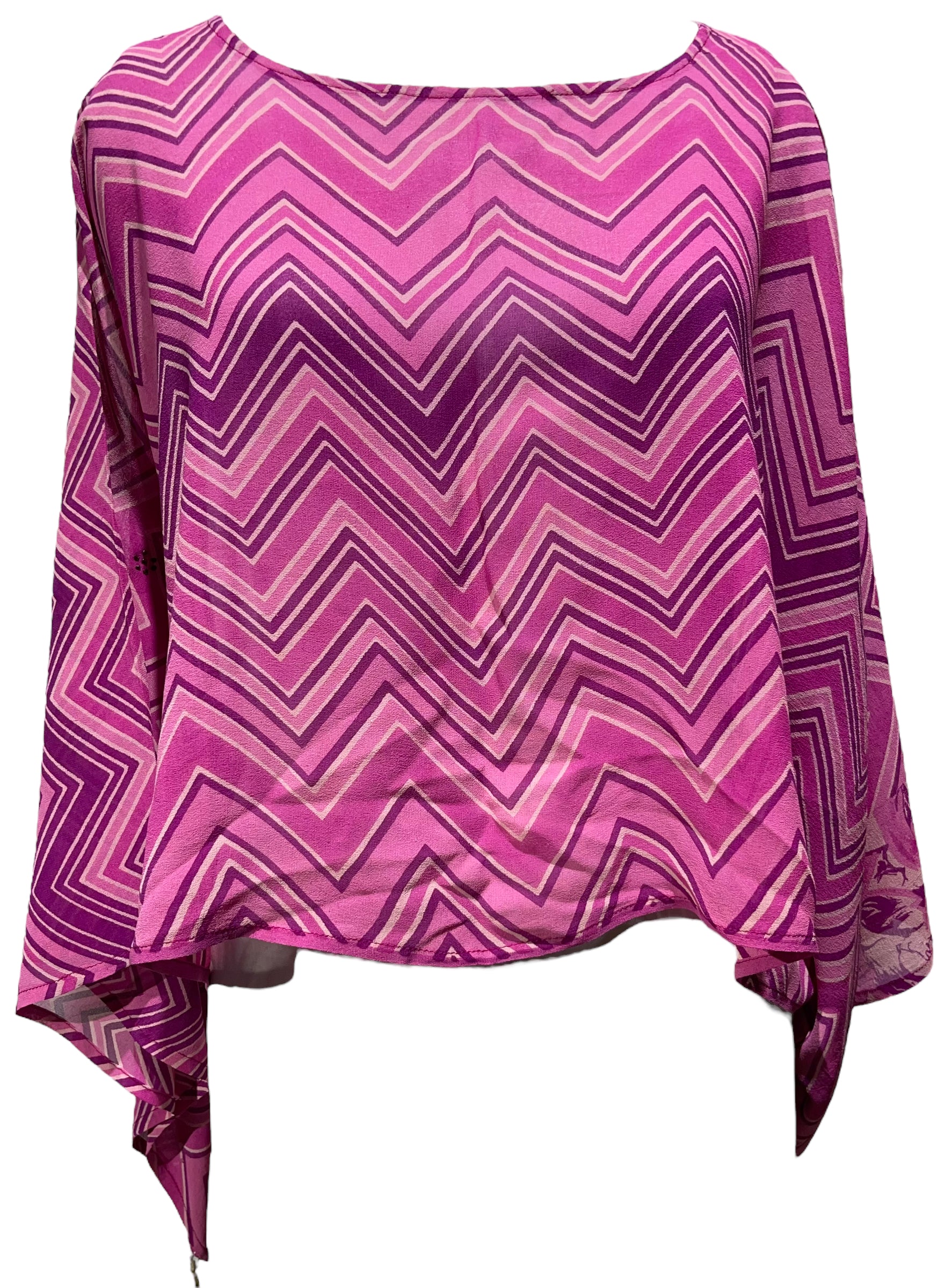 PRG4583 Sheer Wabi Sabi Pure Silk Kimono-Sleeved Top
