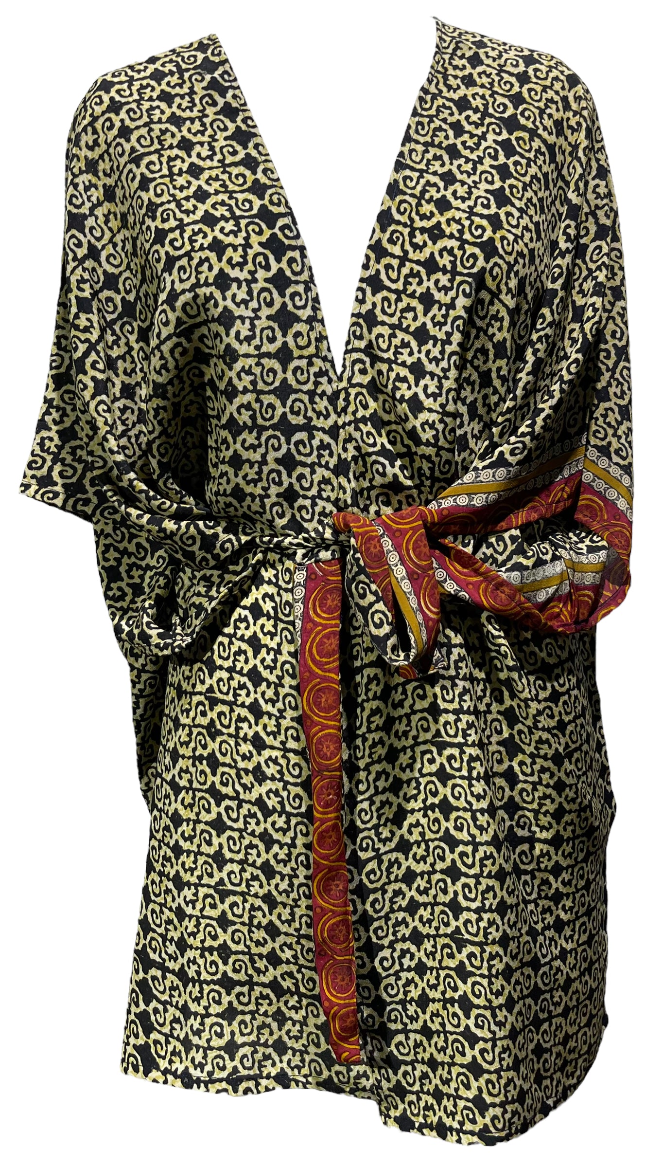 PRC4877 Avatar Pure Silk Kimono-Sleeved Jacket with Belt