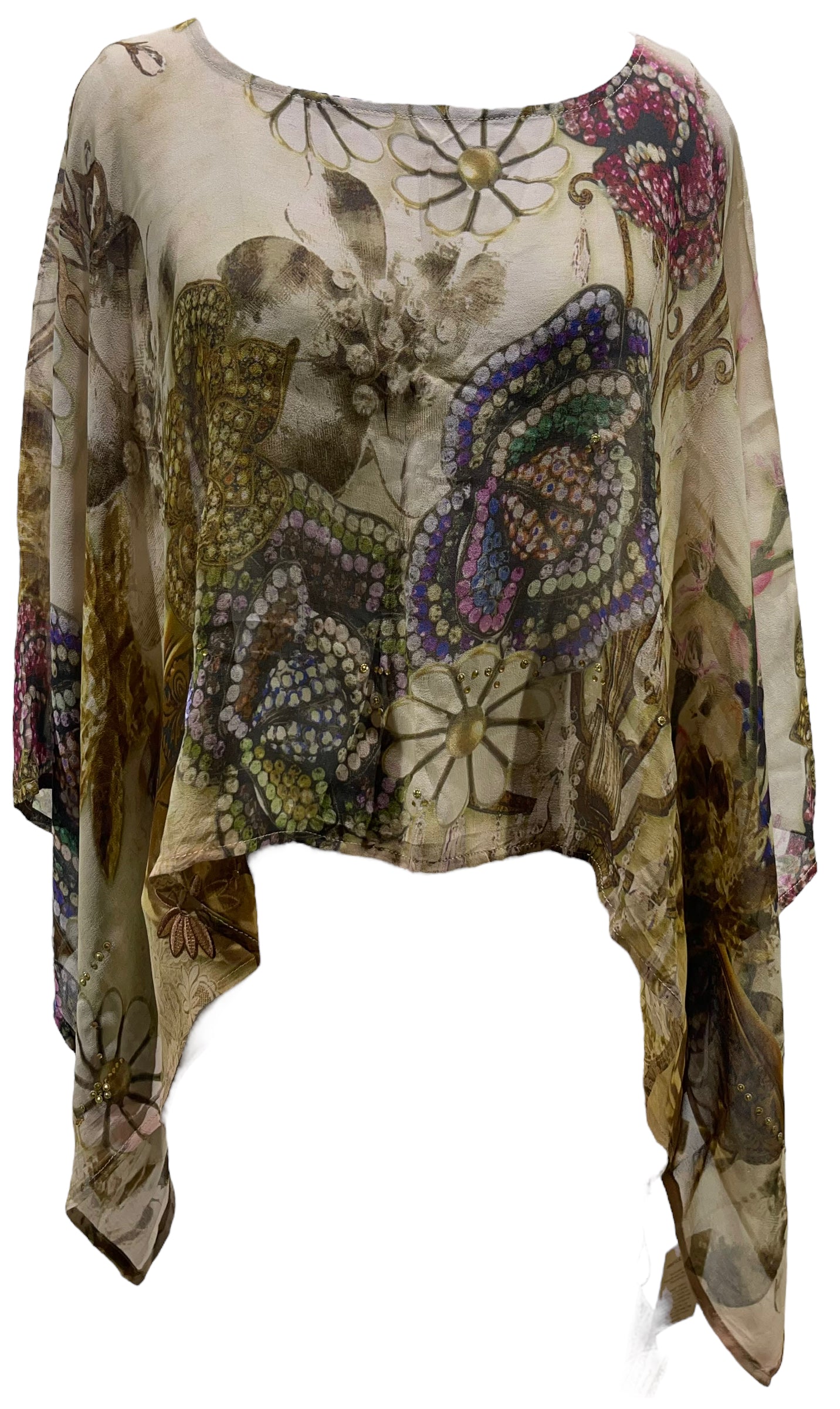 PRG4708 Sheer Pure Silk Wabi Sabi Capelet Poncho