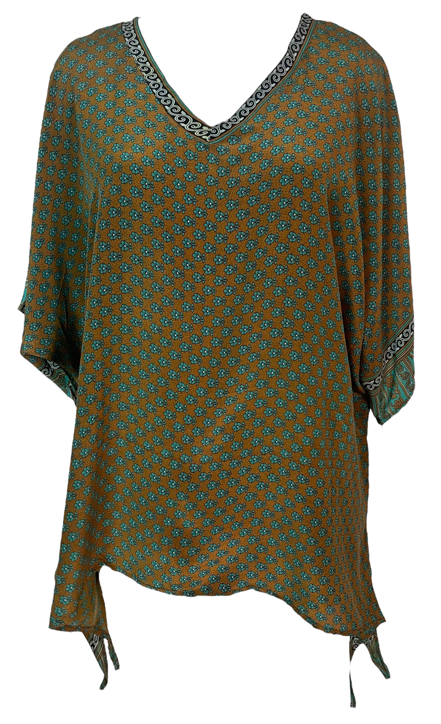 PRC5856 Avatar Pure Silk Long Tunic with Side Ties