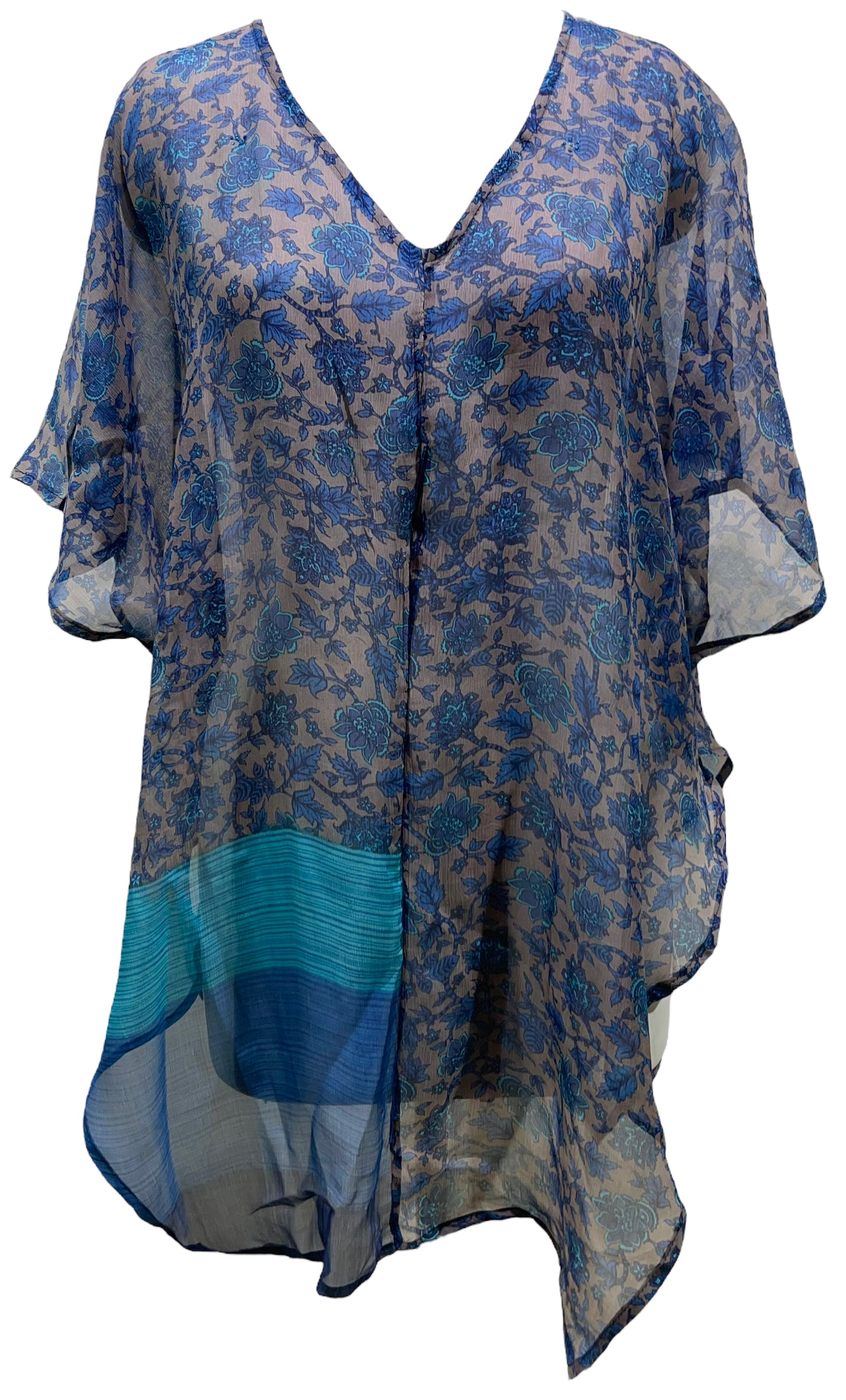 PCH5243 Sheer Chiffon  Avatar Pure Silk Waterfall Top