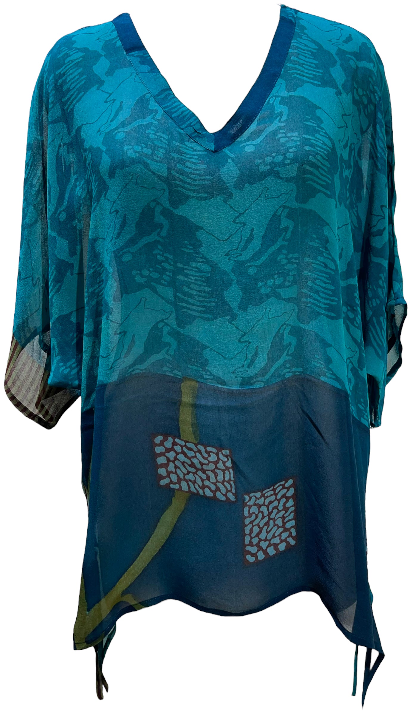 PRG5631 Sheer Avatar Pure Silk Long Tunic with Side Ties