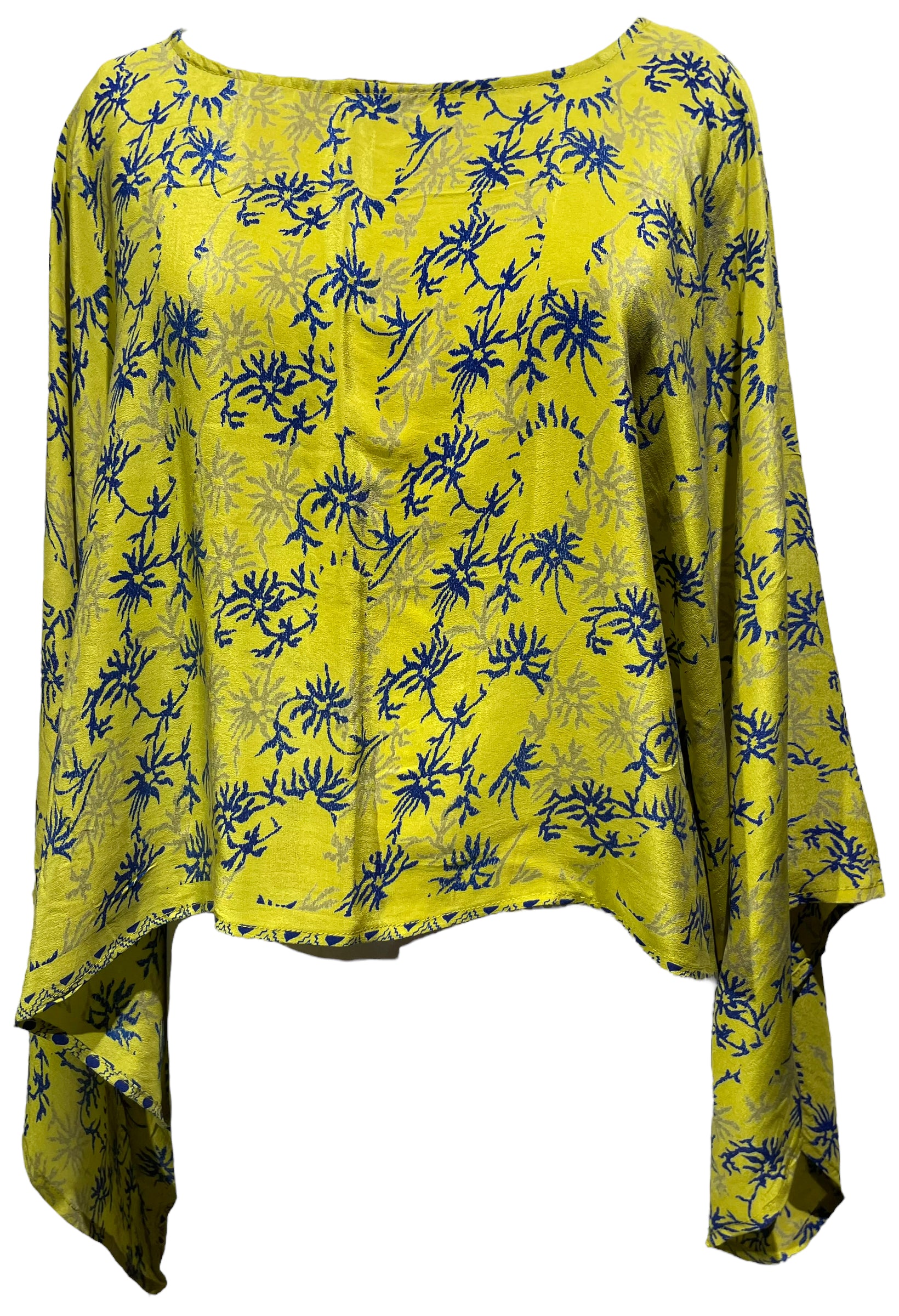 PRC4563 Wabi Sabi Pure Silk Kimono-Sleeved Top