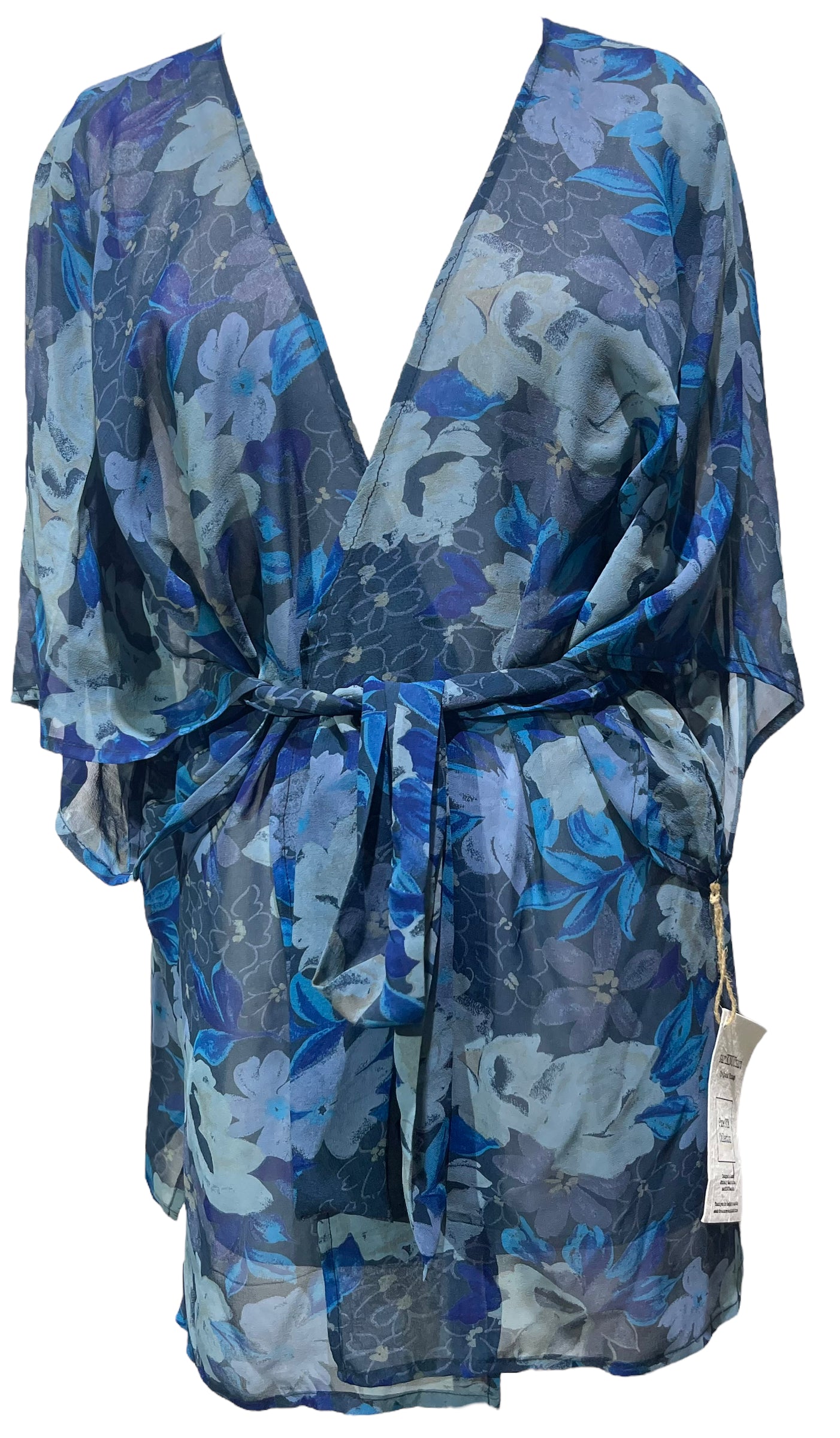 PRG4739 Sheer Nirvana Pure Silk Kimono-Sleeved Jacket with Belt