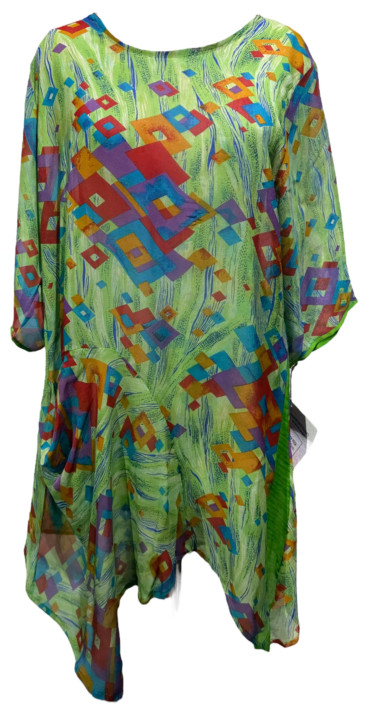 PRG4046 Sheer Avatar Pure Silk Self Pocket Tunic Dress