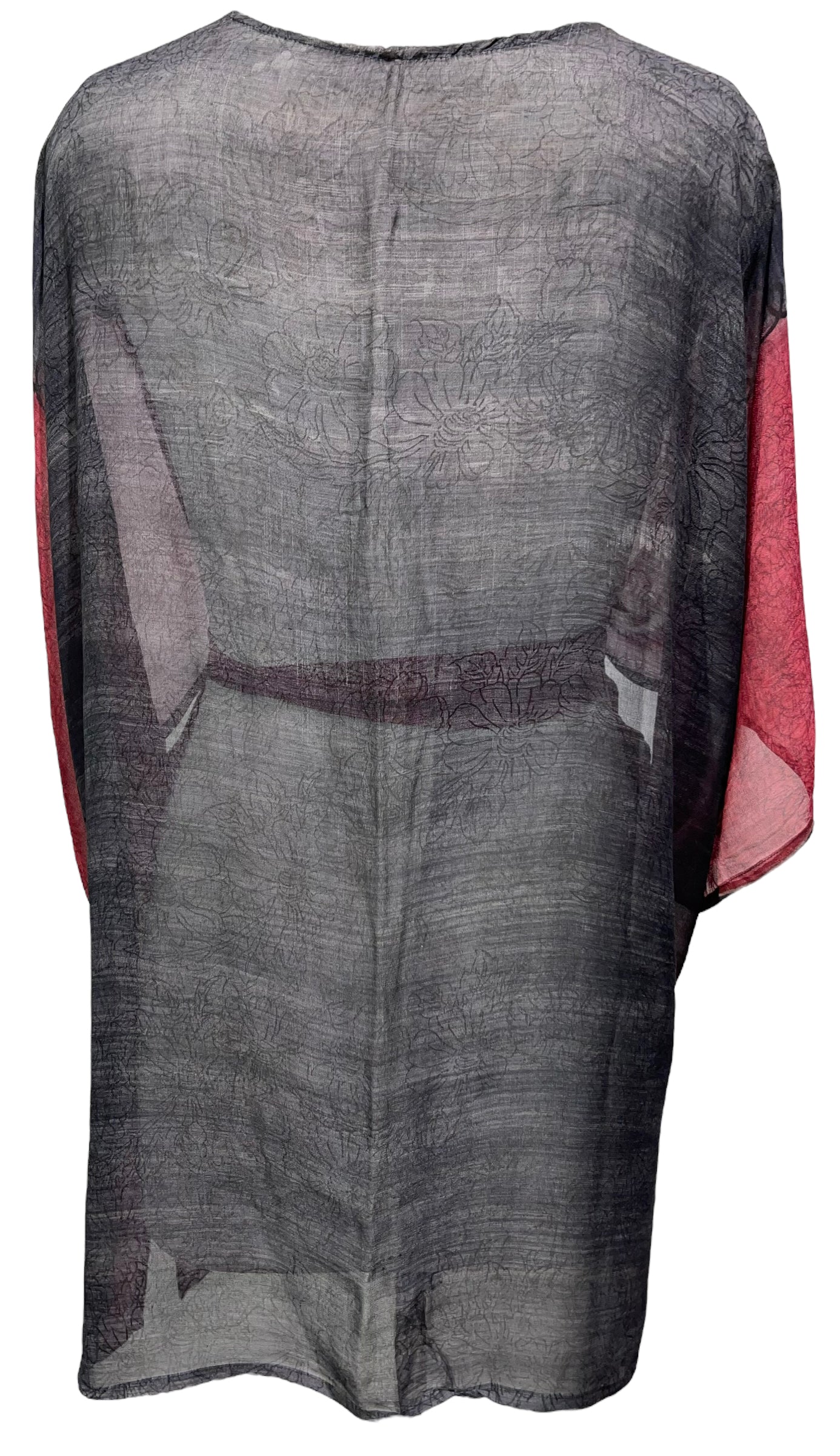 PRG3576 Sheer Avatar Pure Silk Kimono-Sleeved Jacket with Belt