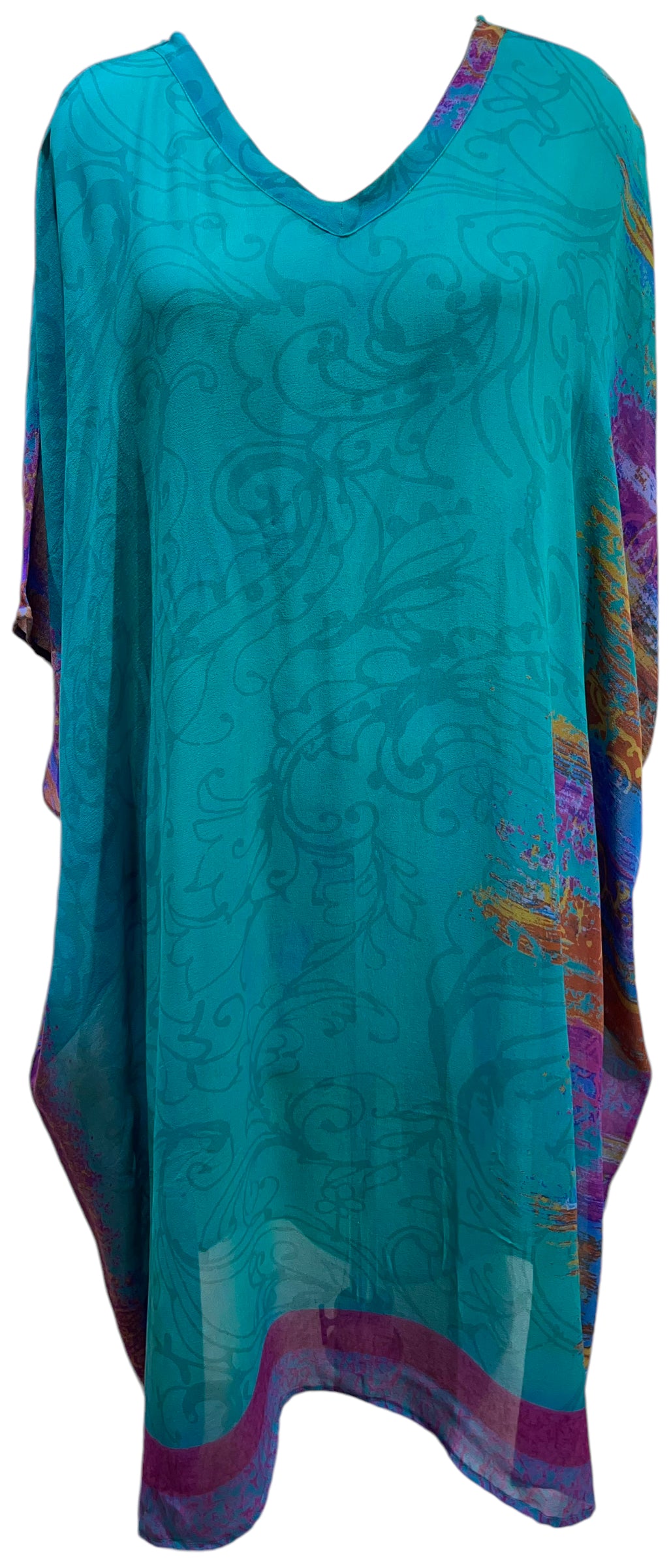 PRG5750 Sheer Wabi Sabi Pure Silk Midi Length Kaftan