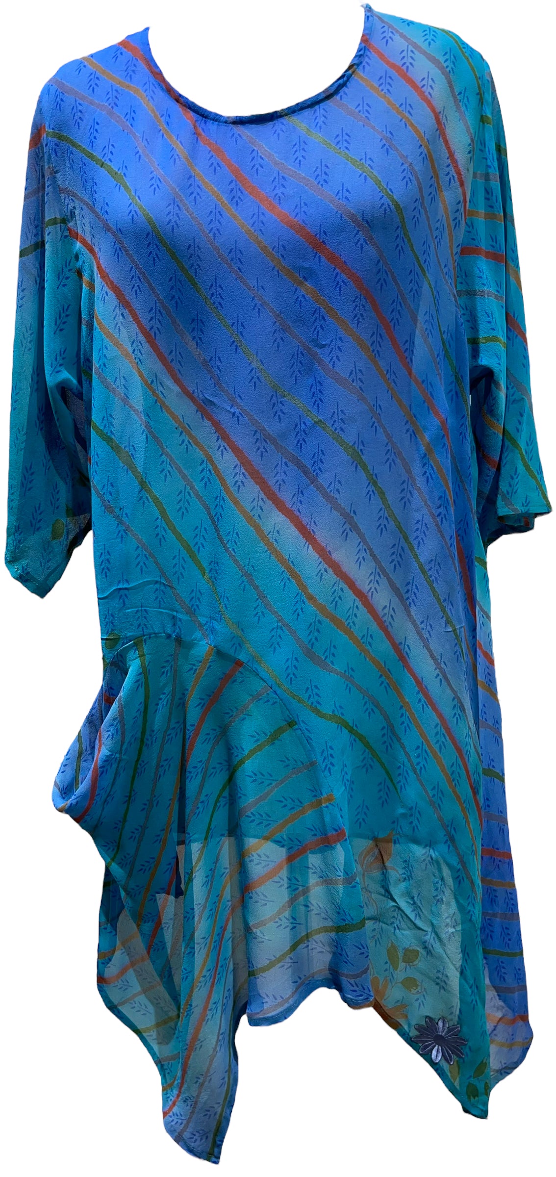 PRG5519 Sheer Wabi Sabi Pure Silk Self Pocket Tunic Dress