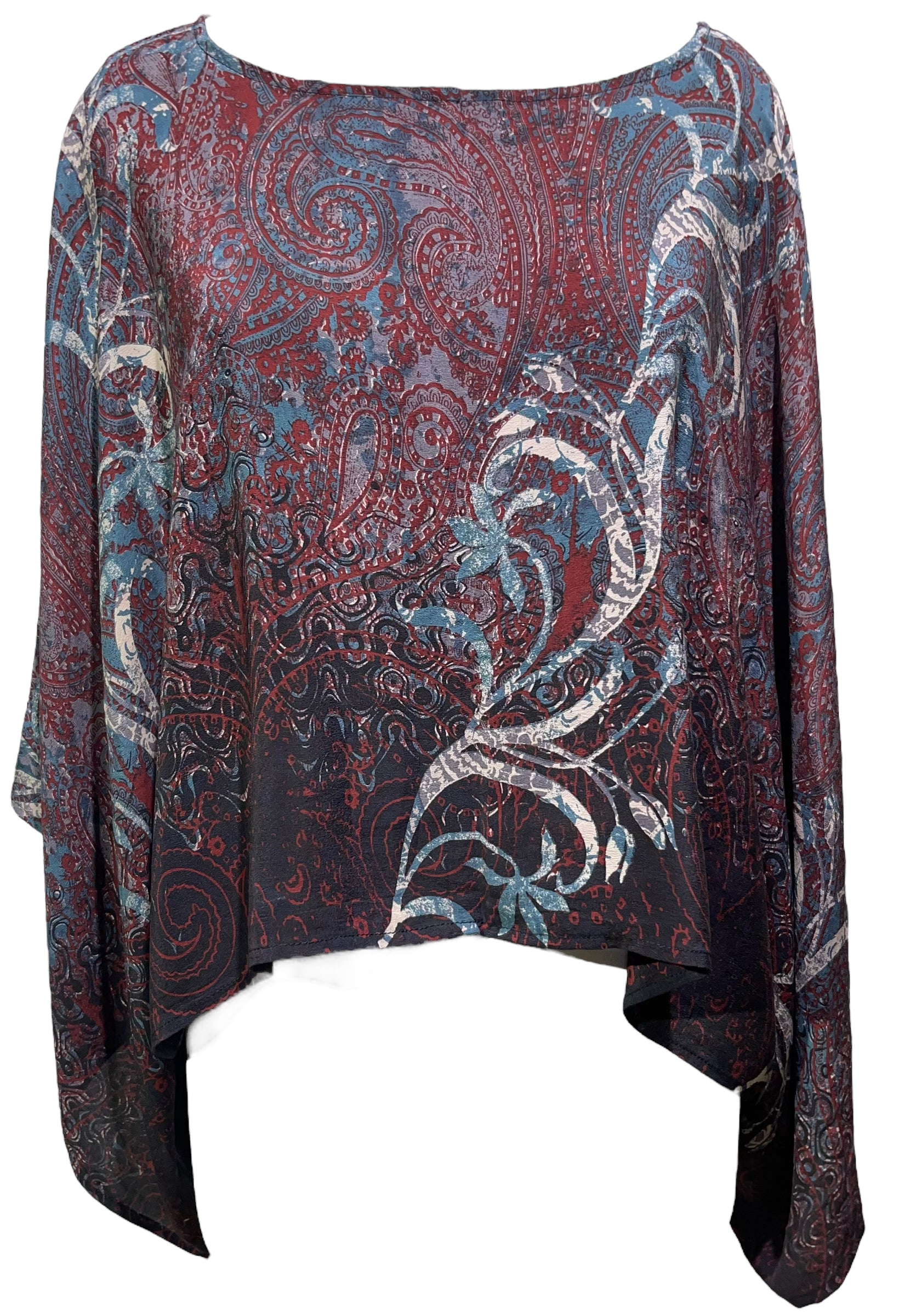 PRC4575 Avatar Pure Silk Kimono-Sleeved Top