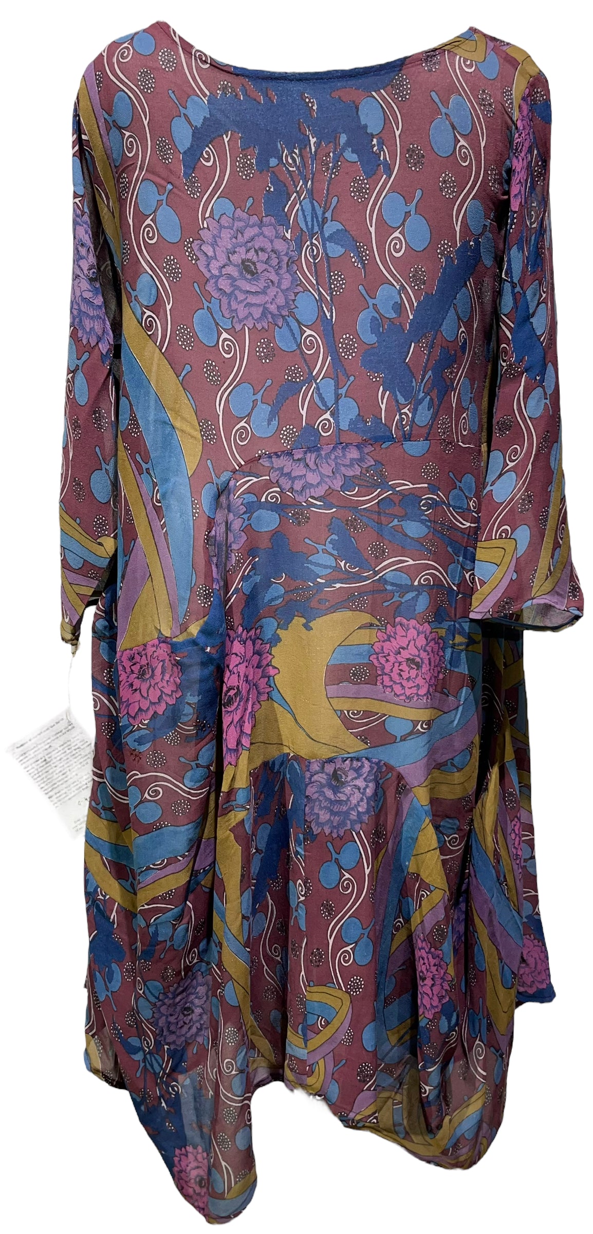 PRG4087 Sheer Avatar Pure Silk Sculptural Long Tunic Dress