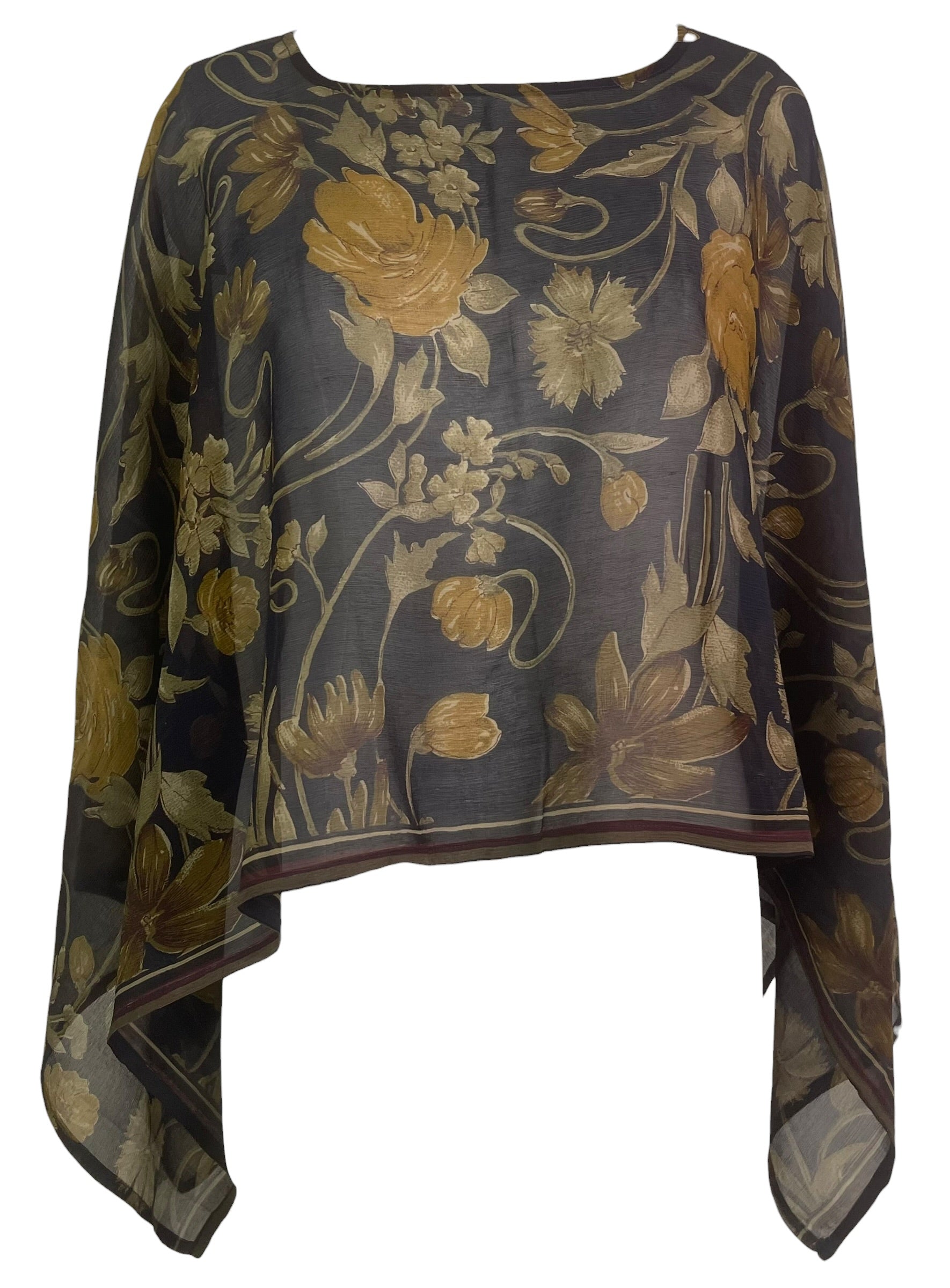 PRCH8730 Sheer Avatar Pure Silk Capelet Poncho