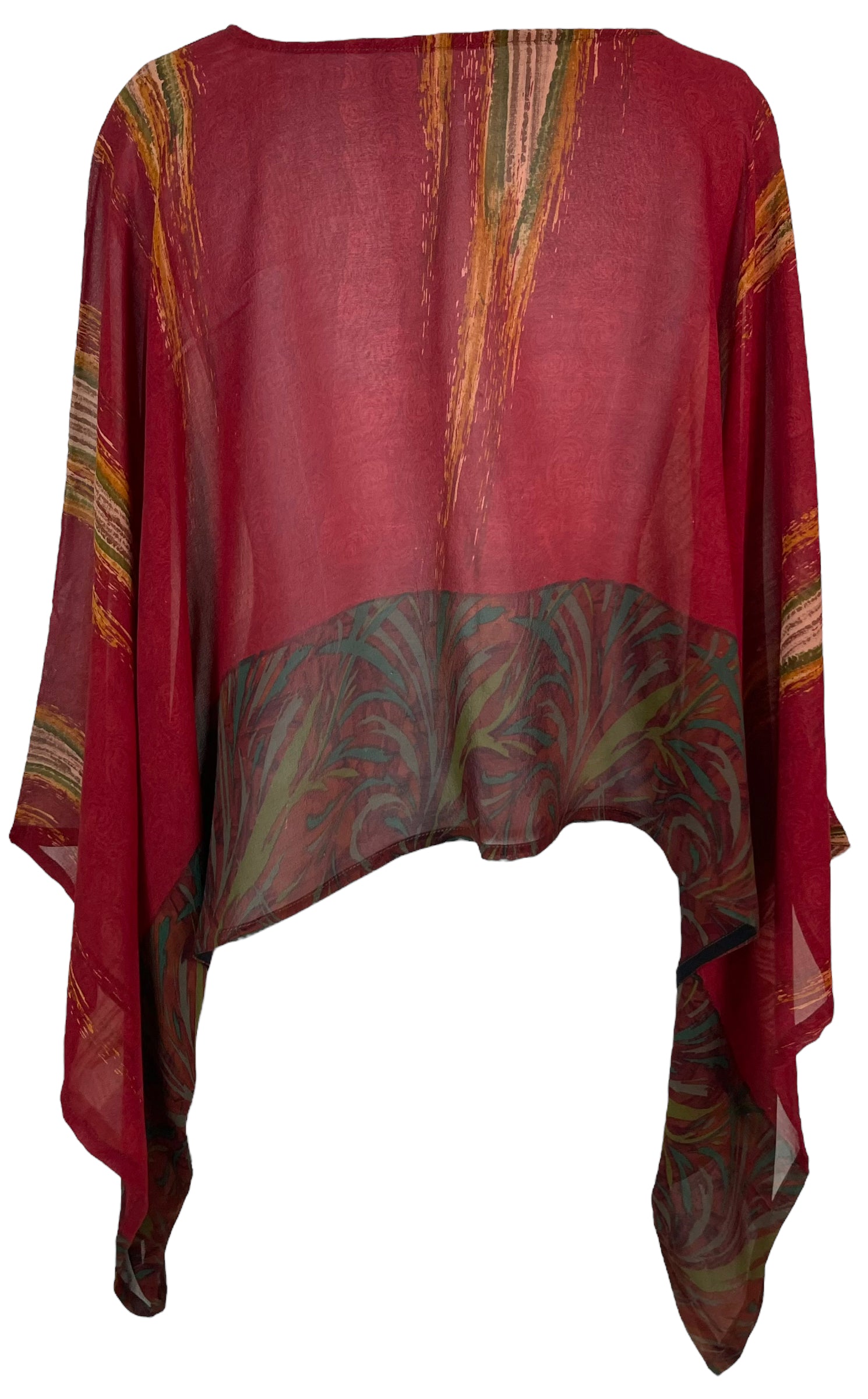 PRG5788 Sheer Avatar Pure Silk Kimono-Sleeved Top