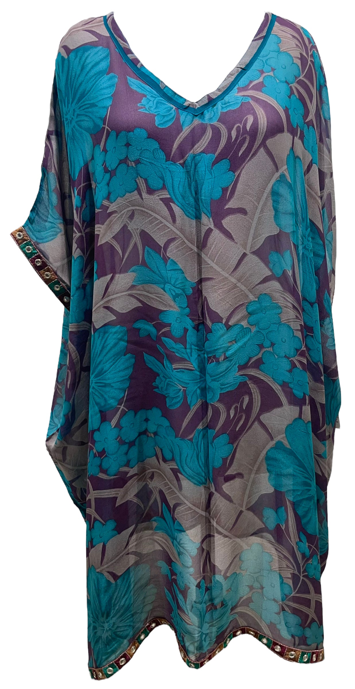 PRG5403 Sheer Avatar Pure Silk Midi Length Kaftan