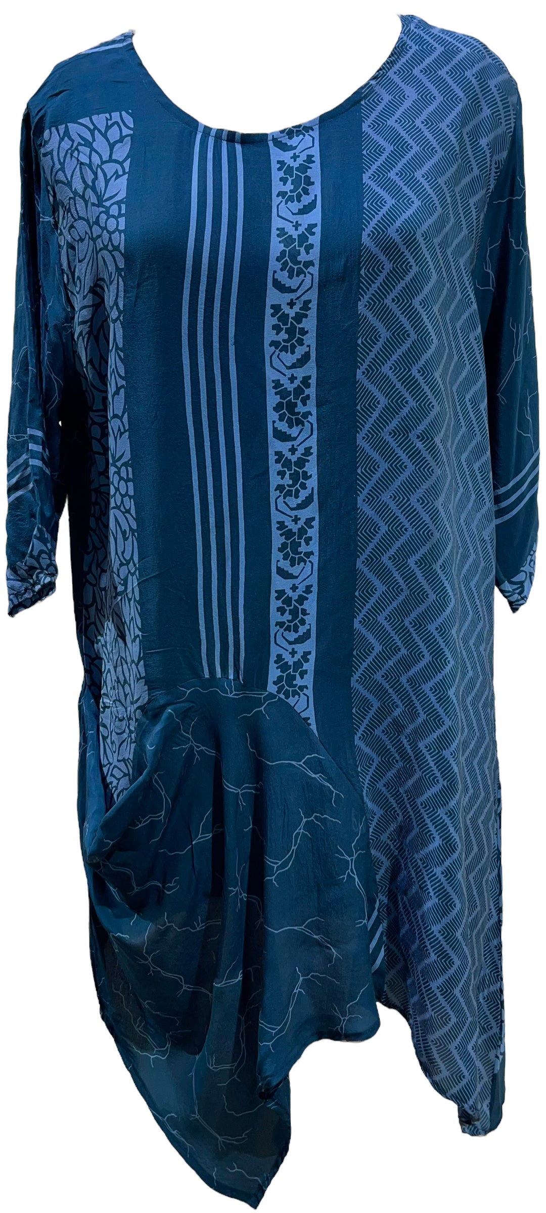 PRC5764 Wabi Sabi Pure Silk Self Pocket Tunic Dress