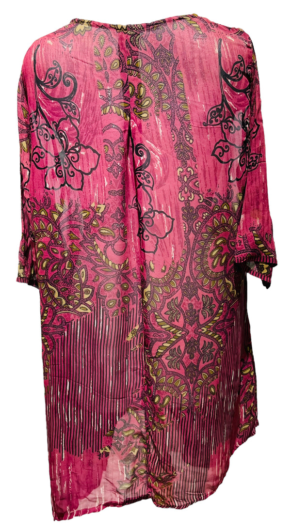 PRG3510 Sheer Wabi Sabi Pure Silk Self Pocket Tunic Dress