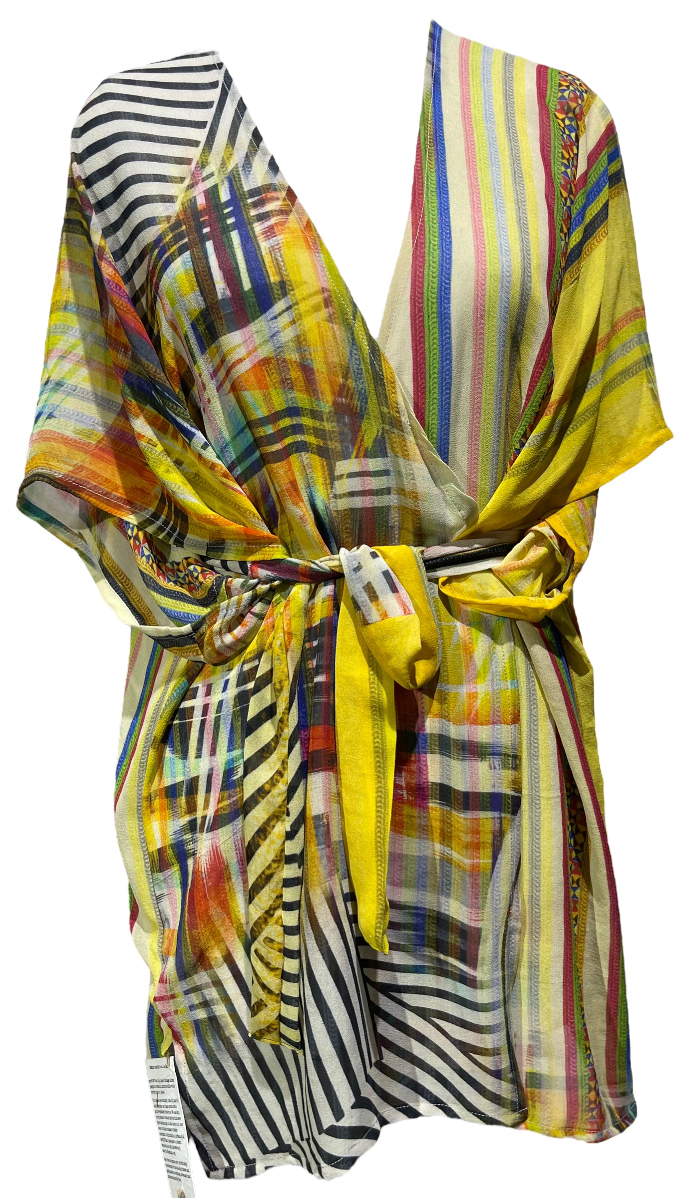 PRG4858 Sheer Avatar Pure Silk Kimono-Sleeved Jacket with Belt