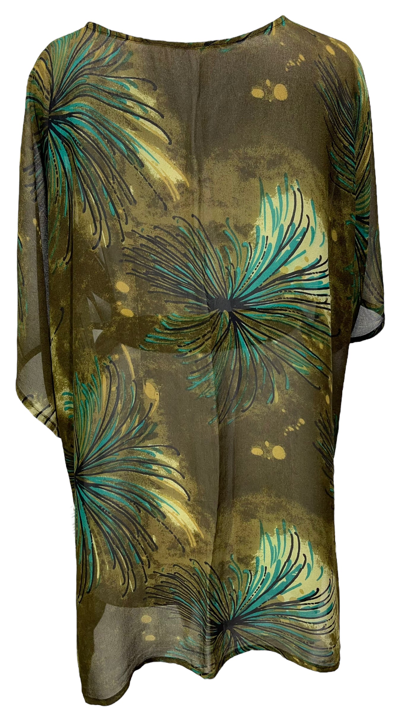 PRG3079 Sheer Avatar Pure Silk Kimono-Sleeved Jacket with Belt
