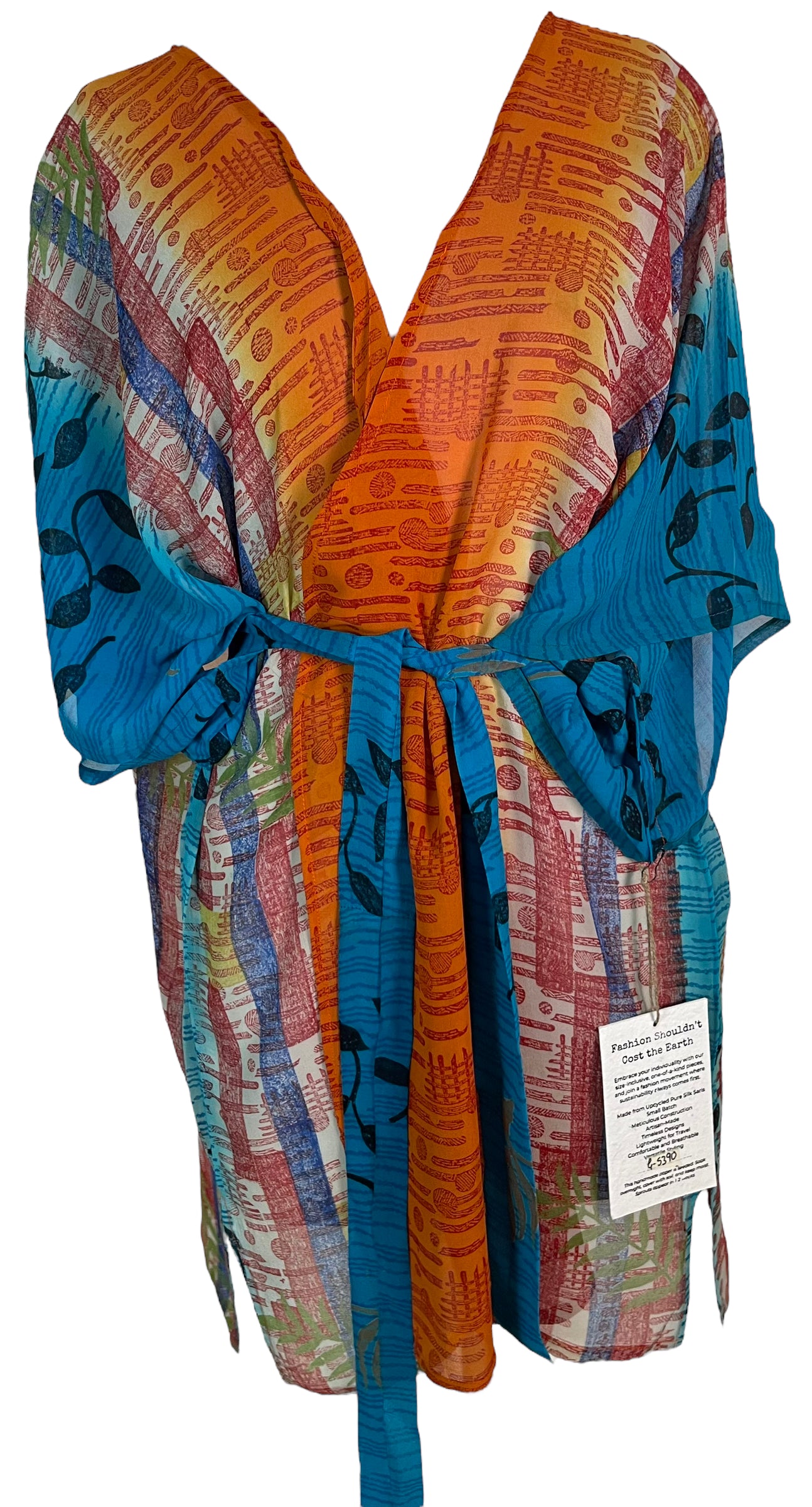 PRG5390 Sheer Avatar Pure Silk Kimono-Sleeved Jacket with Belt