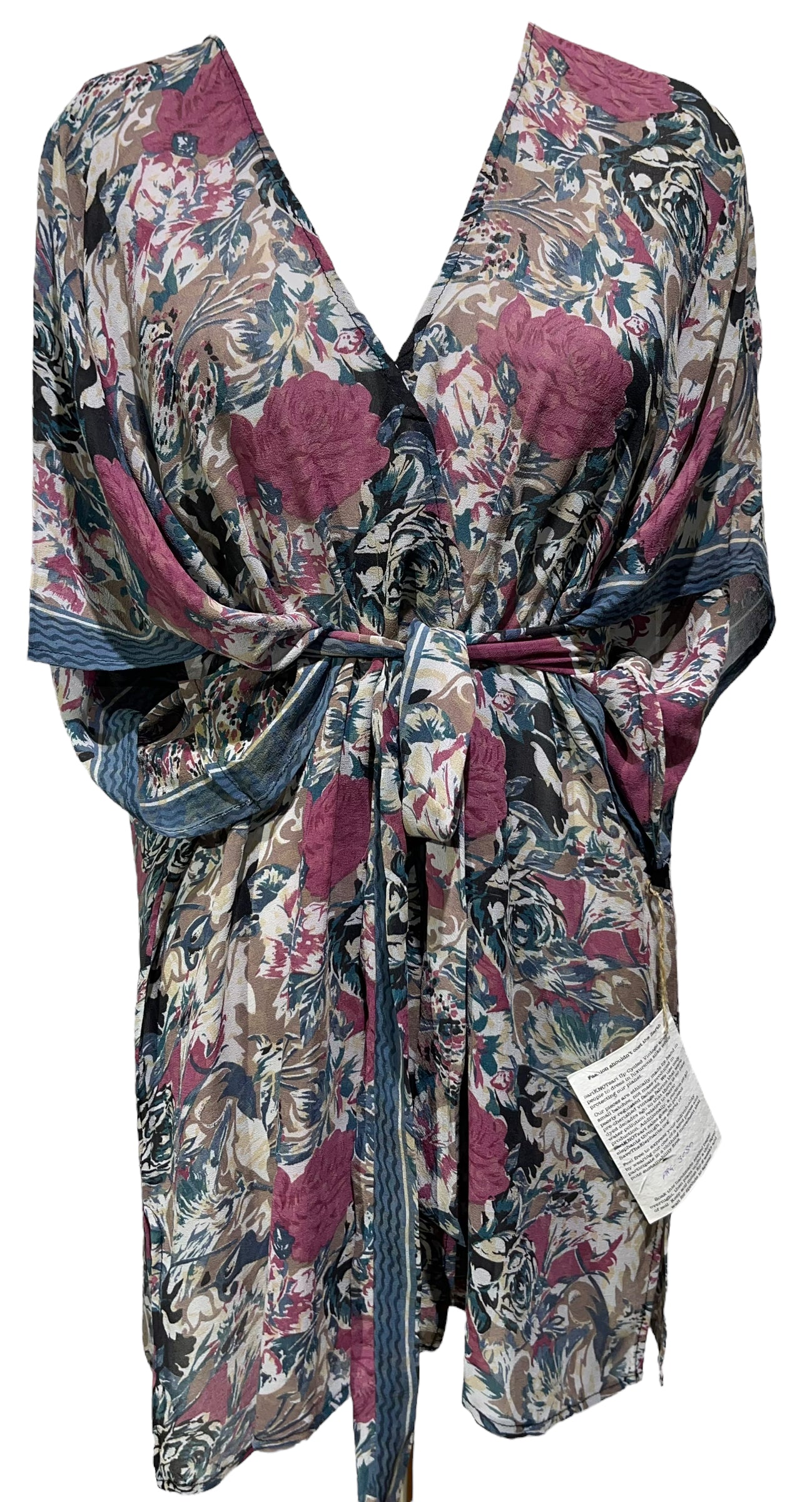 PRG3080 Sheer Avatar Pure Silk Kimono-Sleeved Jacket with Belt