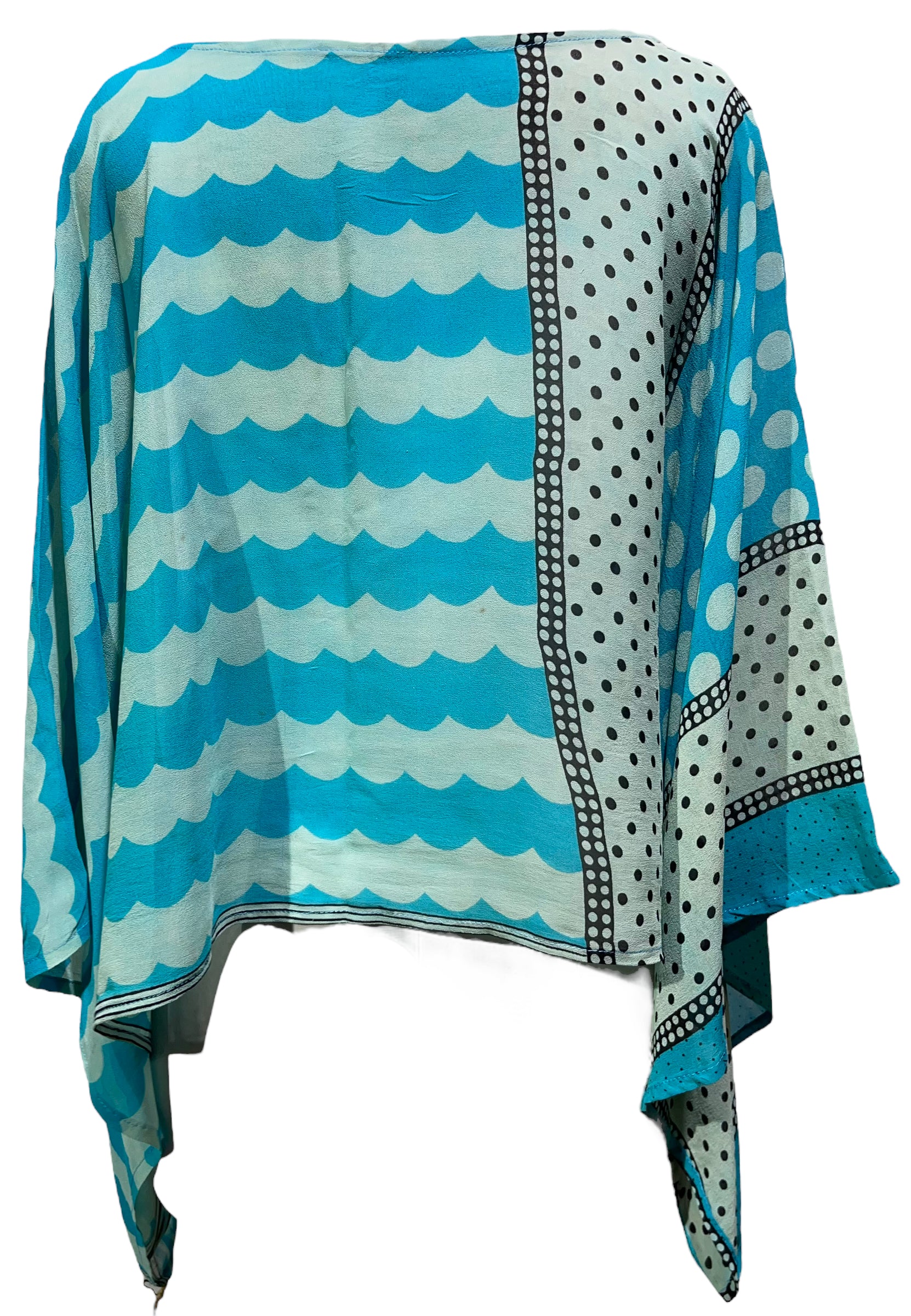 PRG4596 Sheer Wabi Sabi Pure Silk Kimono-Sleeved Top