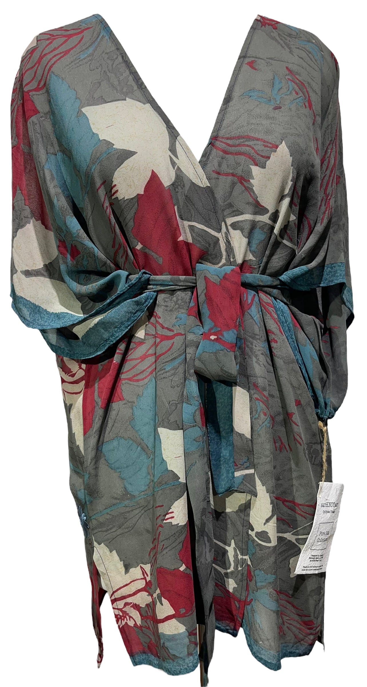 PRG3585 Sheer Avatar Pure Silk Kimono-Sleeved Jacket with Belt