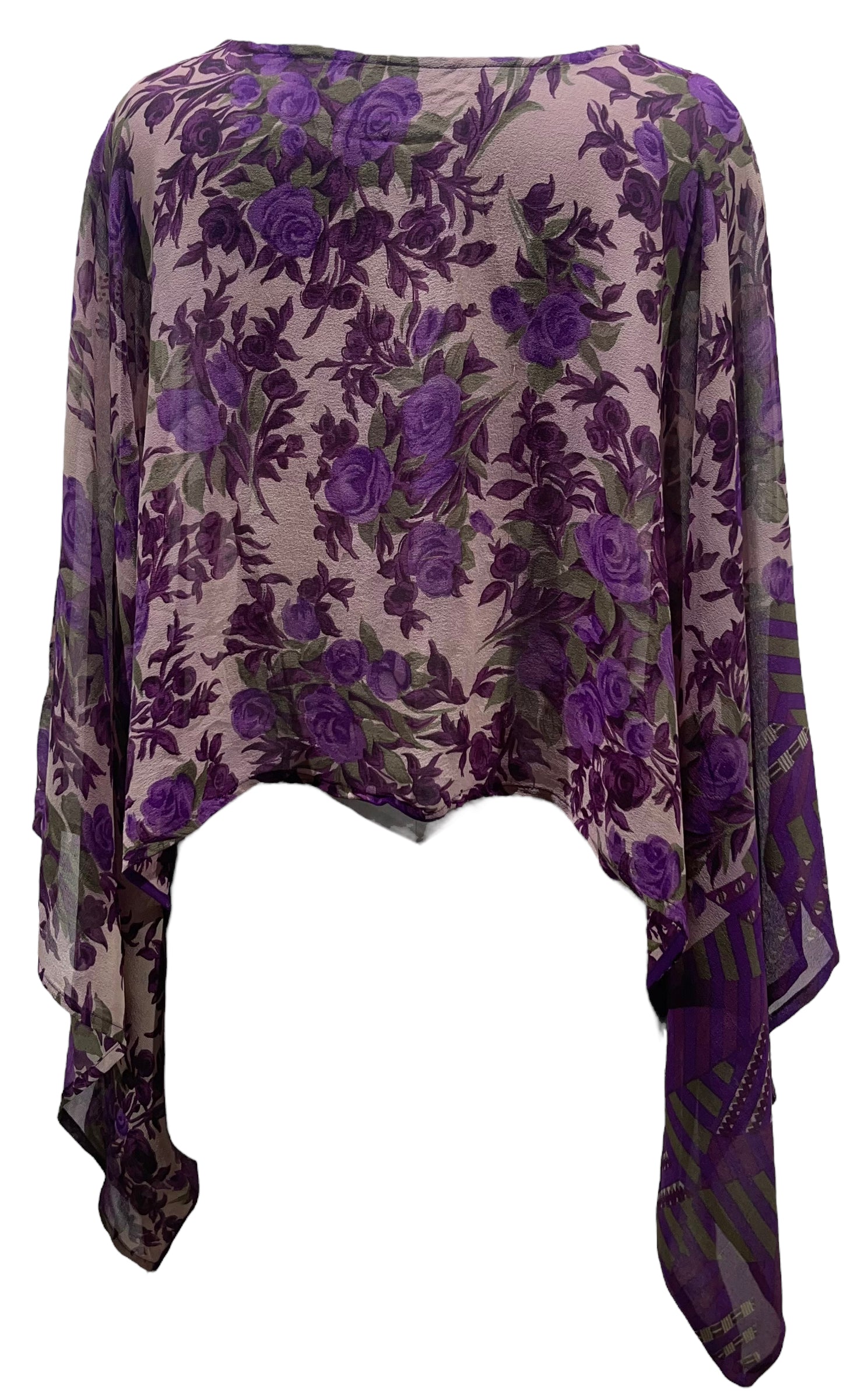 PRG5394  Sheer Avatar Pure Silk Kimono-Sleeved Top