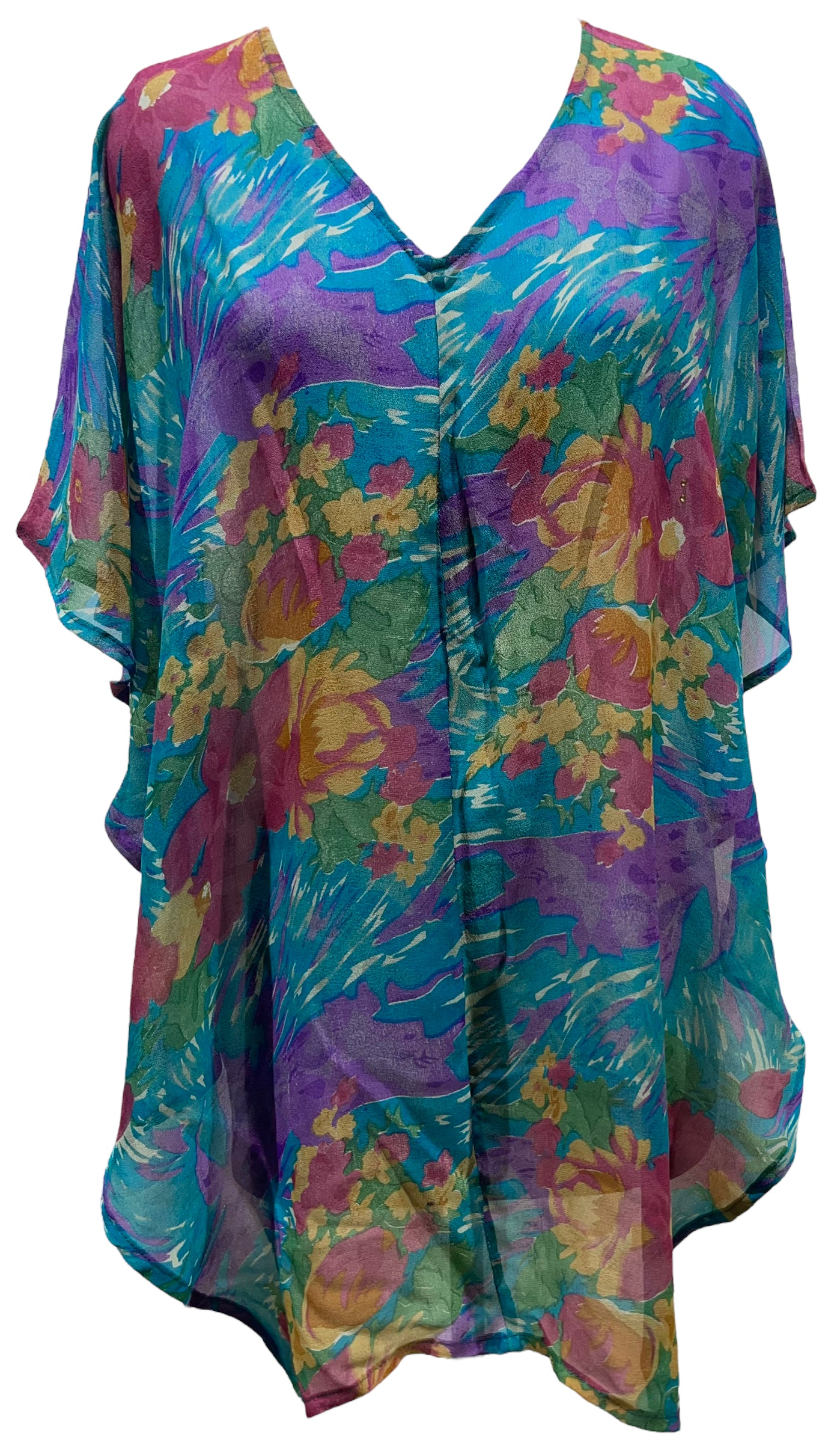 PRG5252  Sheer Avatar Pure Silk Waterfall Top