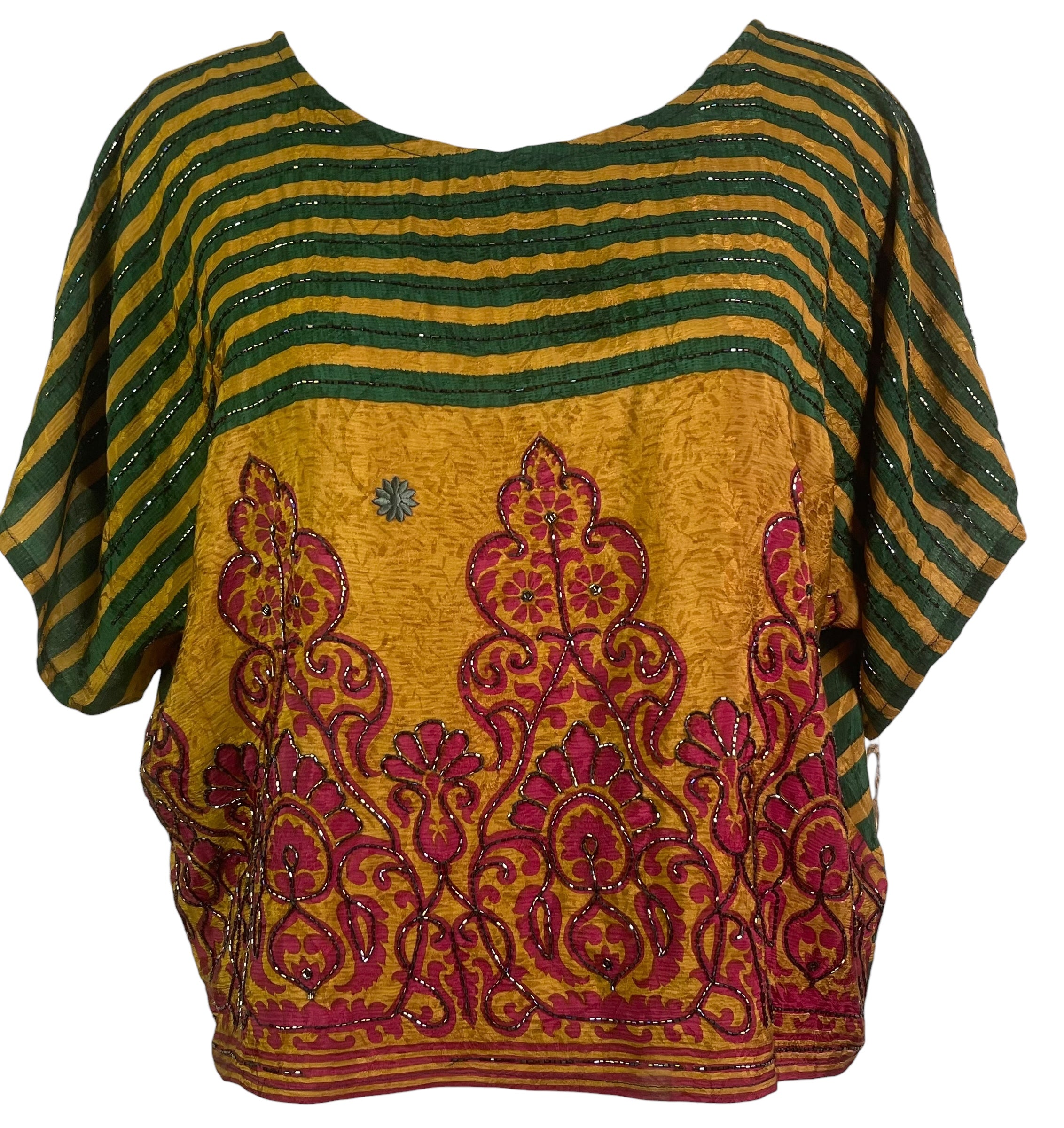 PREVIEW PRC6572 Avatar Pure Silk Boxy Top by MARCH2026 – Handmade ethical Boxy Top from sariKNOTsari using upcycled silk. Designed in Canada for travel and slow fashion, loved from Toronto to LA to Sydney.