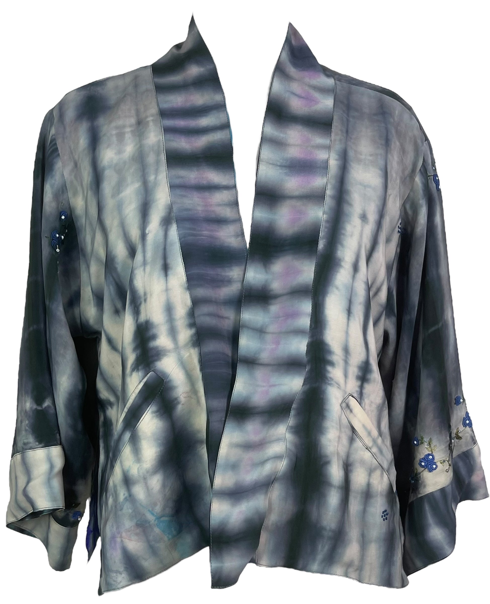 PREVIEW PRC8376 Avatar Reversible Pure Silk Jiva Jacket with Slits by DECEMBER2025 – Handmade ethical Jiva Jacket from sariKNOTsari using upcycled silk. Designed in Canada for travel and slow fashion, loved from Toronto to LA to Sydney.