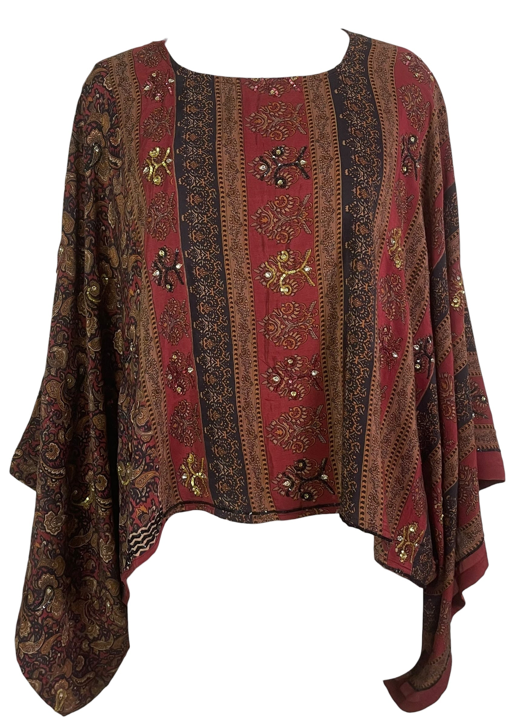 PREVIEW PRC8751 Avatar Pure Silk Kimono-Sleeved Top by MARCH2026 – Handmade ethical Kimono Top from sariKNOTsari using upcycled silk. Designed in Canada for travel and slow fashion, loved from Toronto to LA to Sydney.