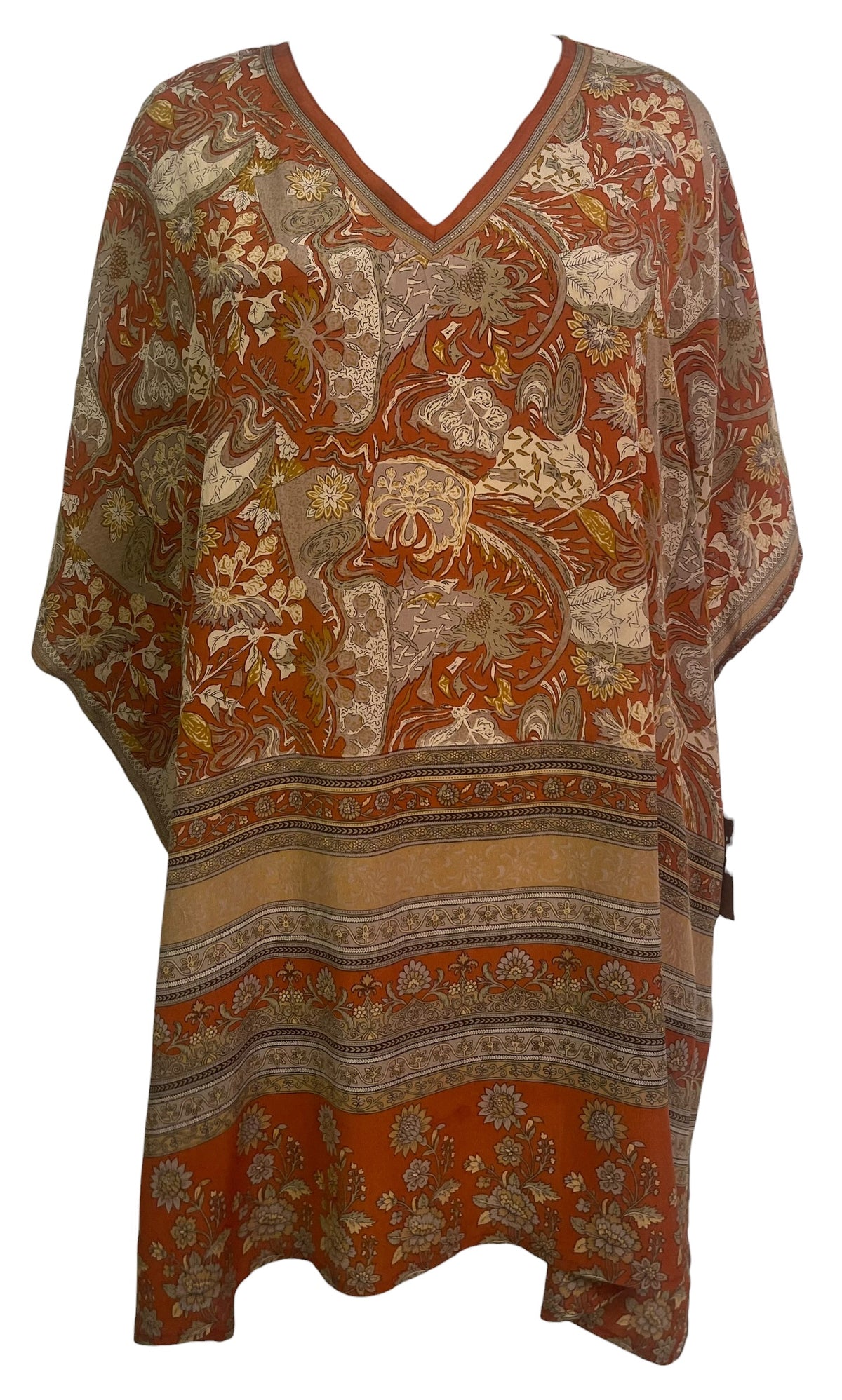 PRC8884 Wabi Sabi Pure Silk Short Kaftan Tunic With Slits by HOLD – Handmade ethical Short Kaftan from sariKNOTsari using upcycled silk. Designed in Canada for travel and slow fashion, loved from Toronto to LA to Sydney. Featuring Zsiska, Bryn Walker and Artisan Leather coats by Rejean Pepin, Pepin designs