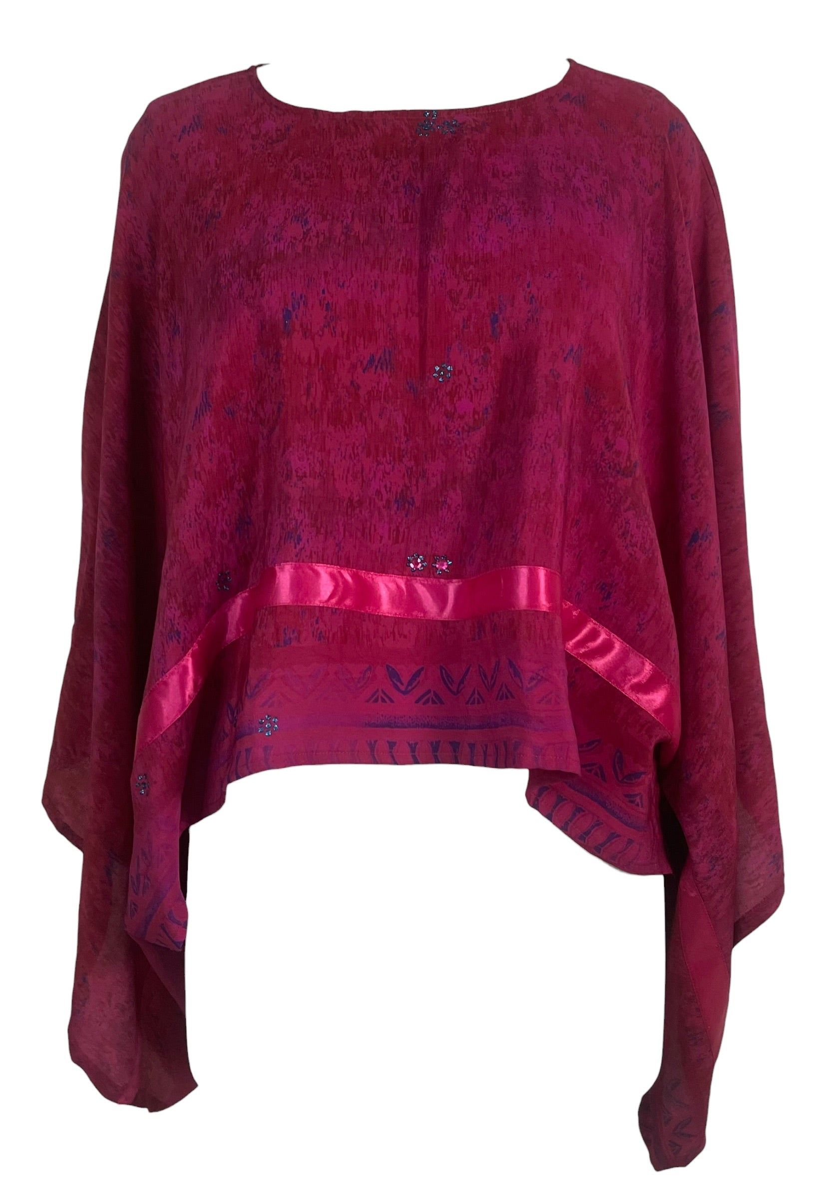 PRC9006 Avatar Pure Silk Kimono-Sleeved Top