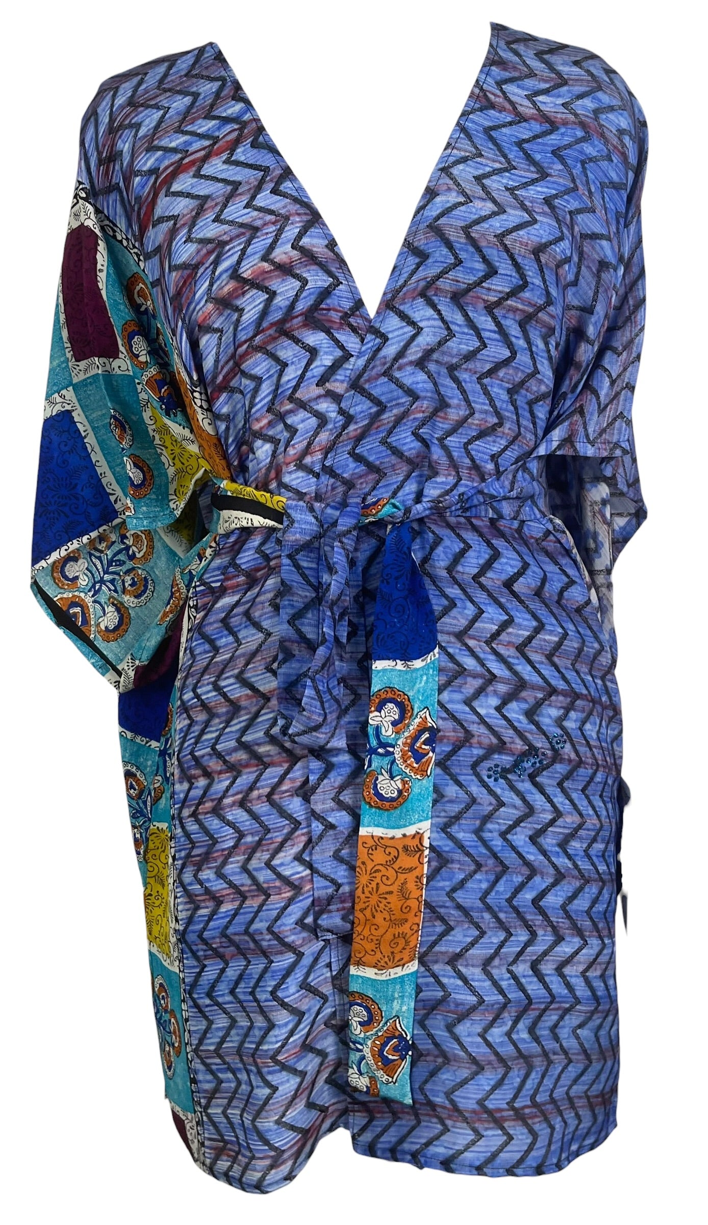 PRC9012 Avatar Pure Silk Kimono-Sleeved Jacket with Belt