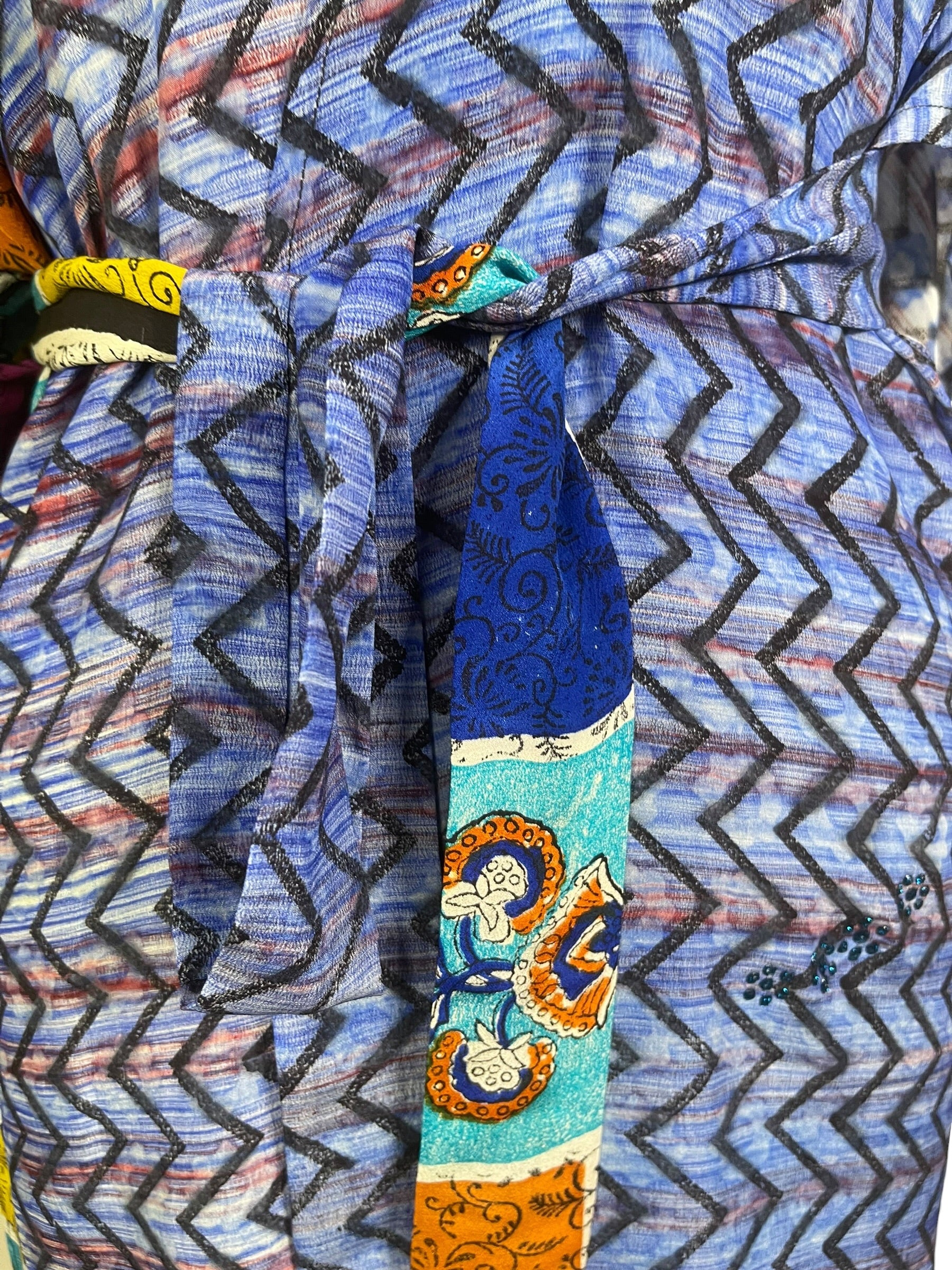 PRC9012 Avatar Pure Silk Kimono-Sleeved Jacket with Belt