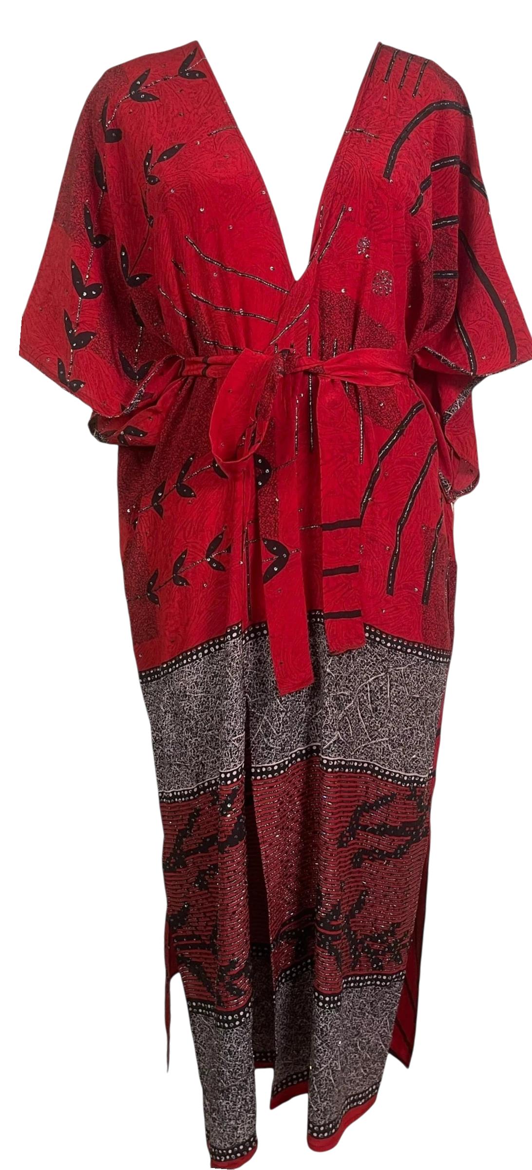 Releases Sunday at 8pm EST PRC9063 Avatar Long Pure Silk Kimono Sleeved Duster with Belt
