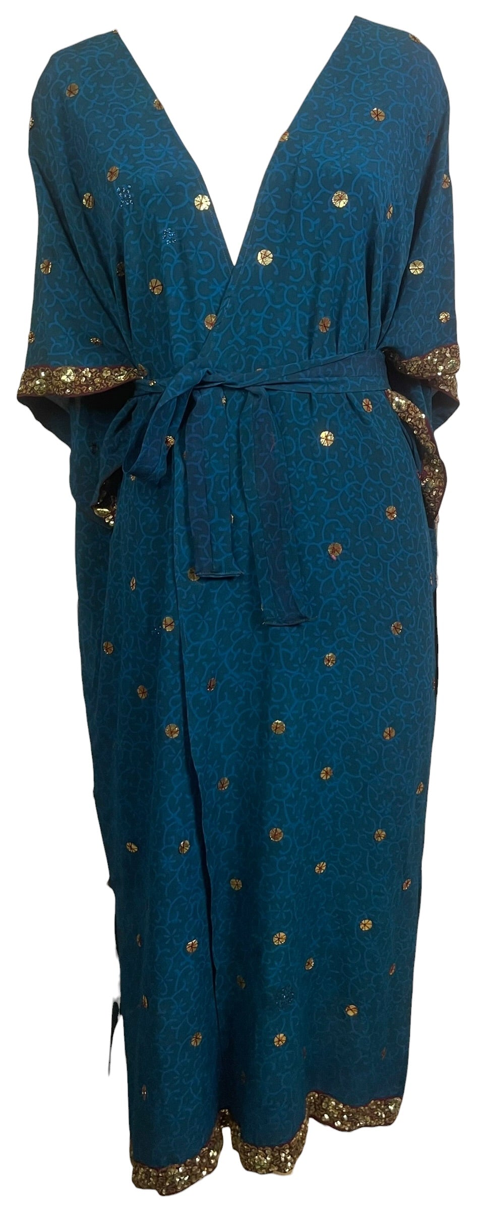 Releases Sunday at 8pm EST PRC9124 Avatar Long Pure Silk Kimono Sleeved Duster with Belt