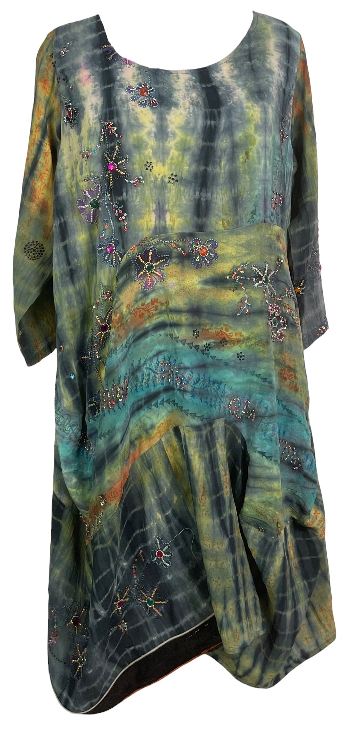 Releases Sunday at 8pm EST PRC9150 Avatar Pure Silk Sculptural Long Tunic Dress