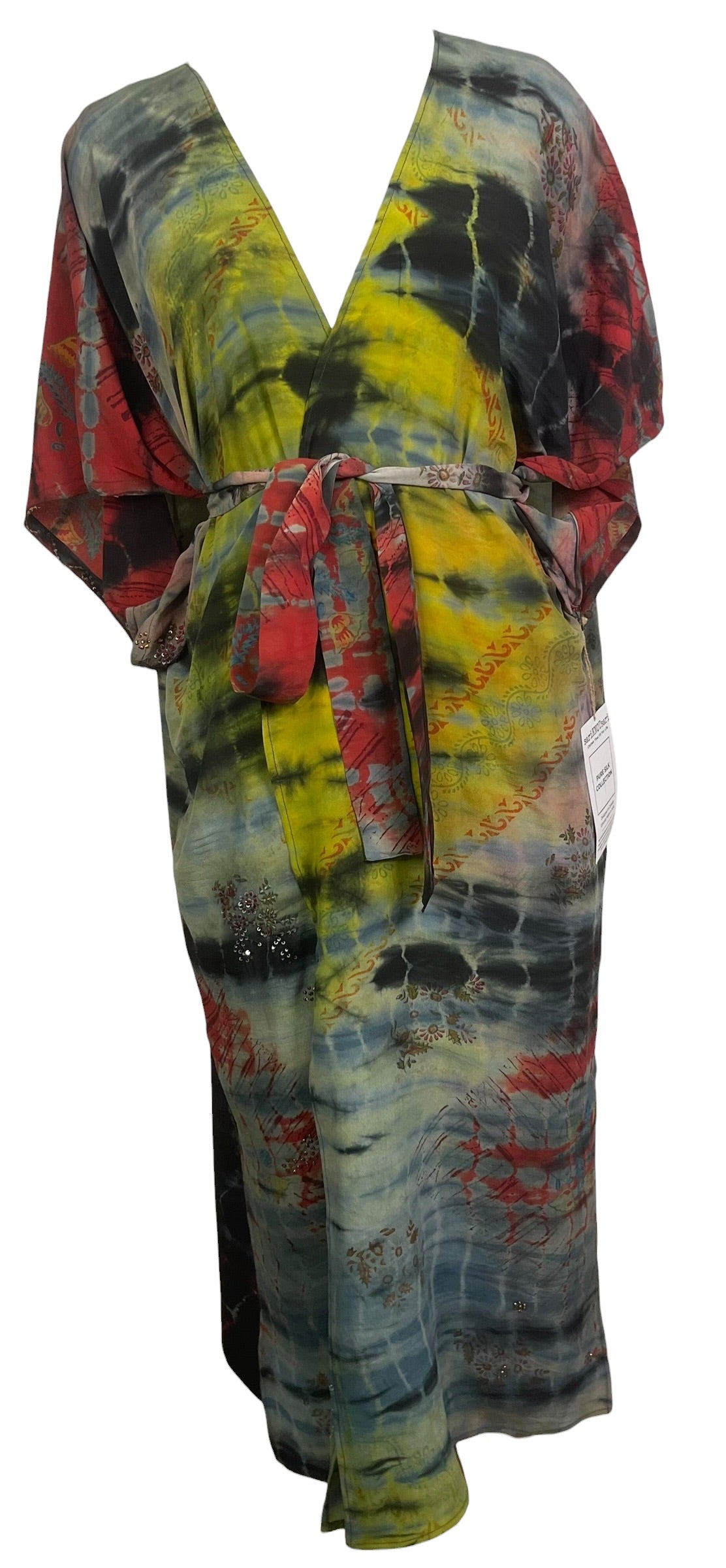 Releases Sunday at 8pm EST PRC9213 Avatar Long Pure Silk Kimono Sleeved Duster with Belt