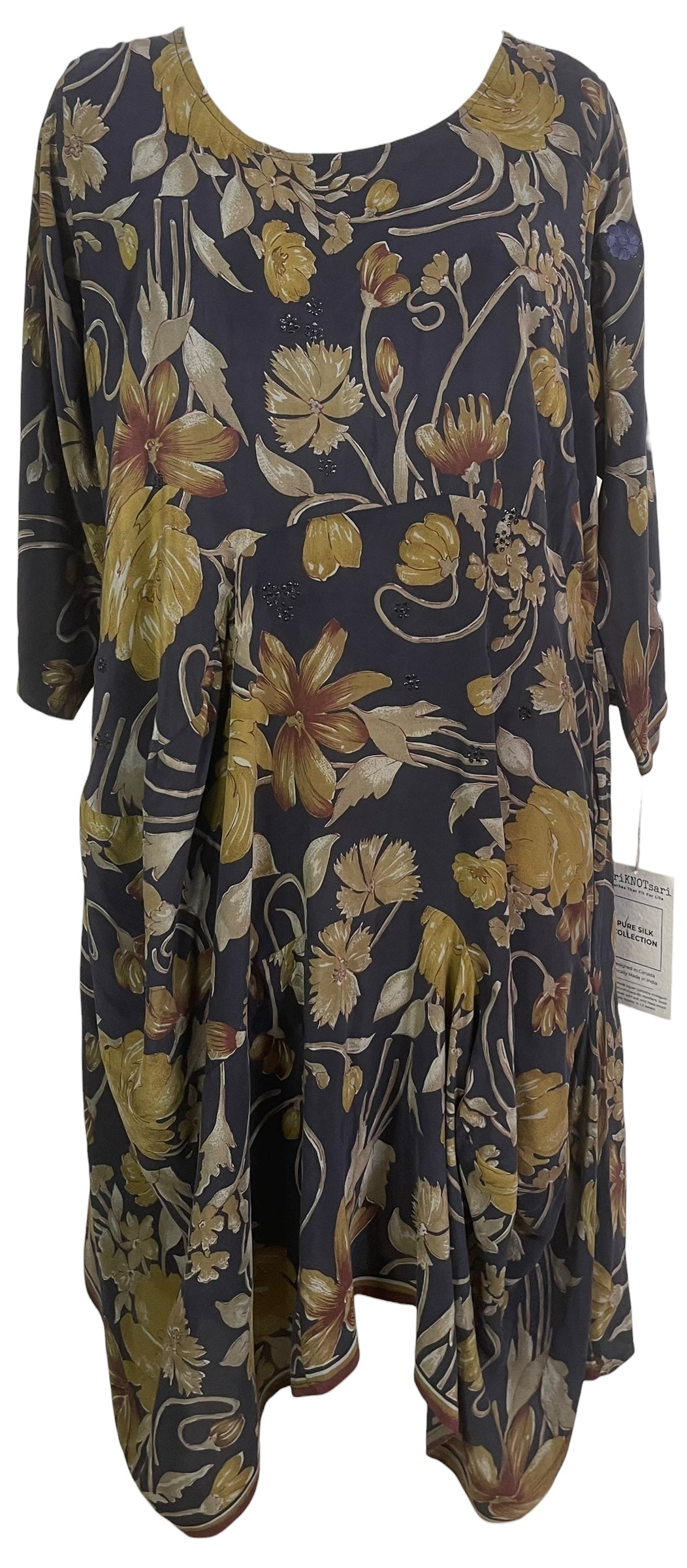 PRC8906 Avatar Pure Silk Sculptural Long Tunic Dress by 15 FEBRUARY 2026 – Handmade ethical Sculptural Dress from sariKNOTsari using upcycled silk. Designed in Canada for travel and slow fashion, loved from Toronto to LA to Sydney.