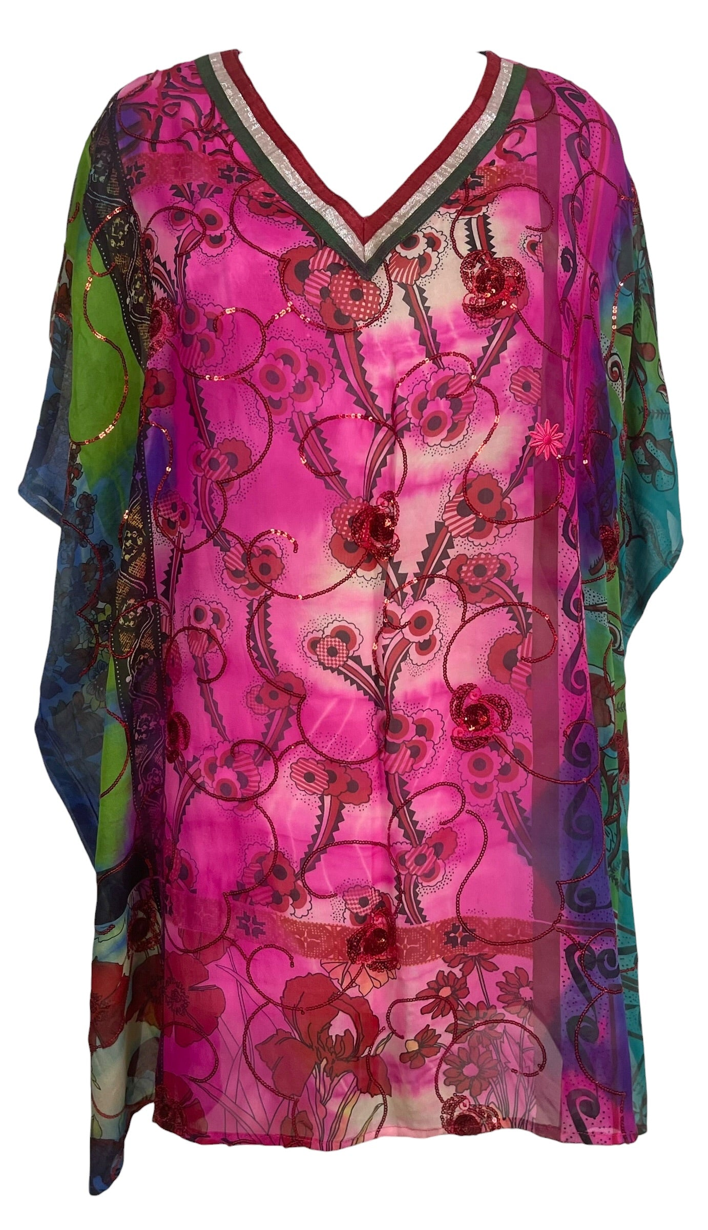 Releases Sunday at 8pm EST PRG6809 Sheer Avatar Pure Silk Short Kaftan Tunic with Slits