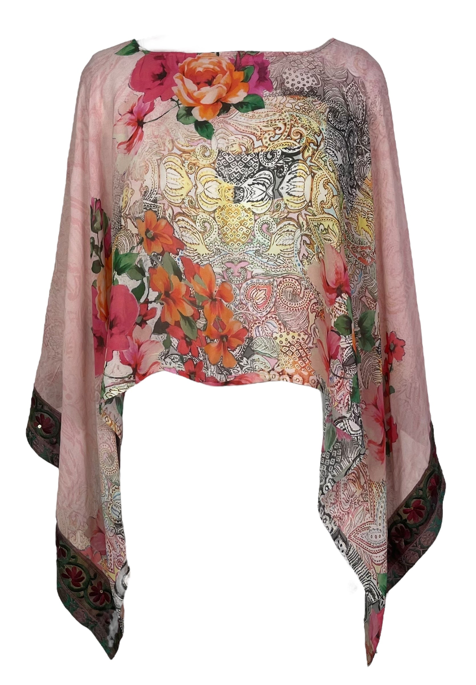 MARKETING  PRG7858 Sheer Avatar Pure Silk Capelet Poncho by MARKETING – Handmade ethical Poncho from sariKNOTsari using upcycled silk. Designed in Canada for travel and slow fashion, loved from Toronto to LA to Sydney.