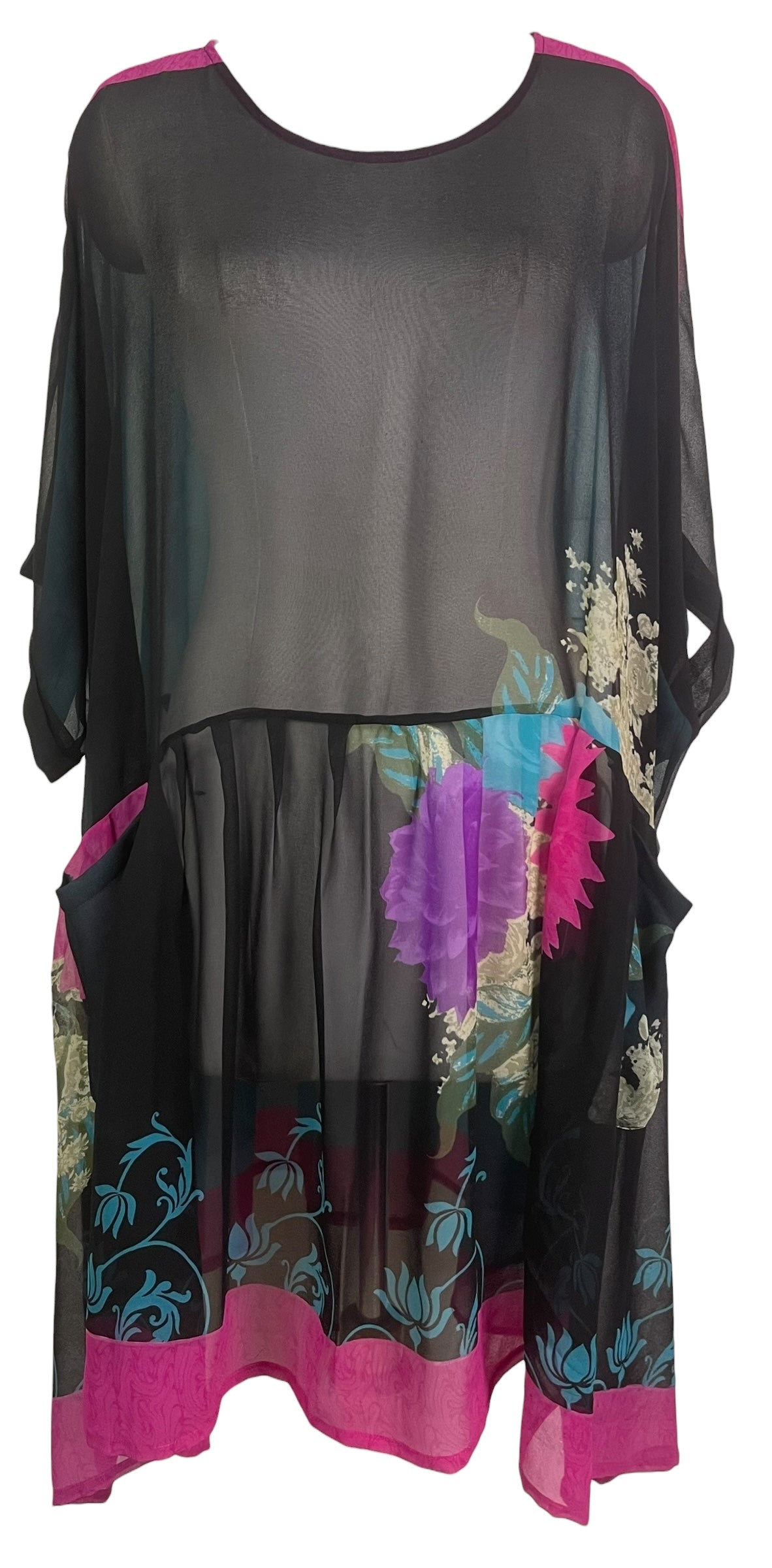 PRG8161 Sheer Wabi Sabi Pure Silk Boxy Babydoll Dress