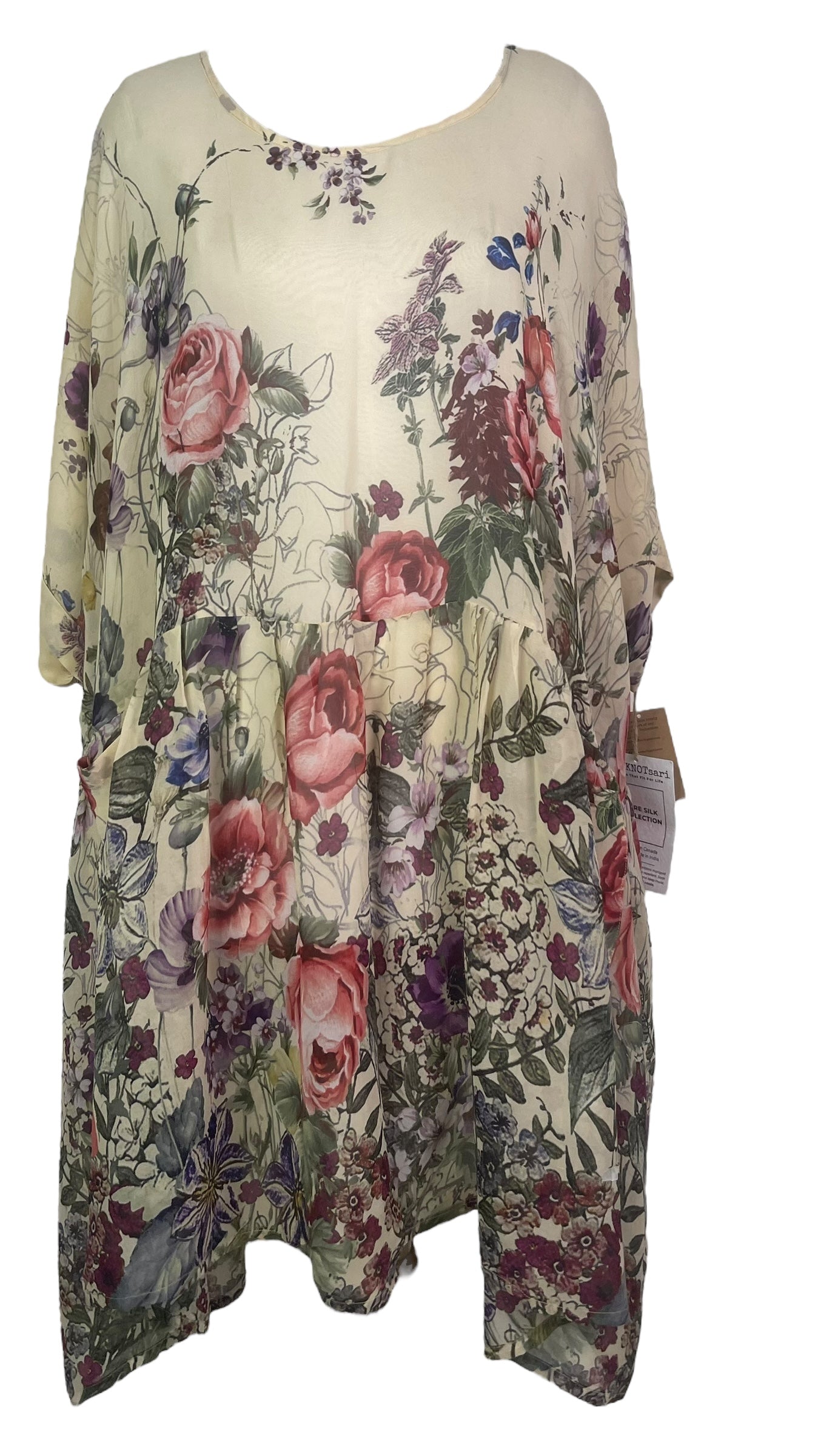 PRG8177 Sheer Wabi Sabi Pure Silk Boxy Babydoll Dress